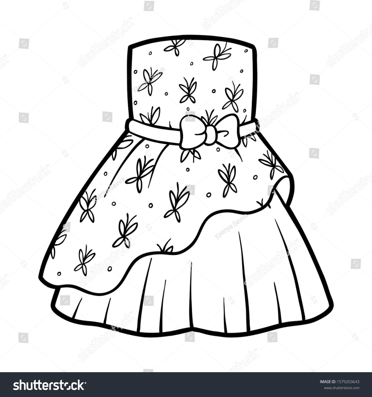 Coloring Book Children Dress Butterflies Pattern Stock Vector (Royalty ...