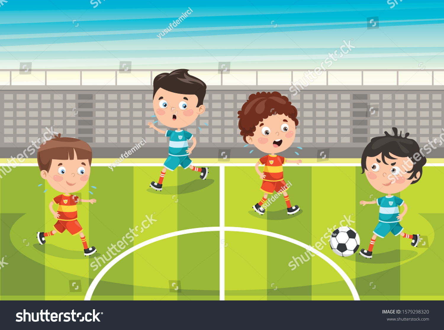 Little Children Playing Football Outside Stock Vector (Royalty Free ...