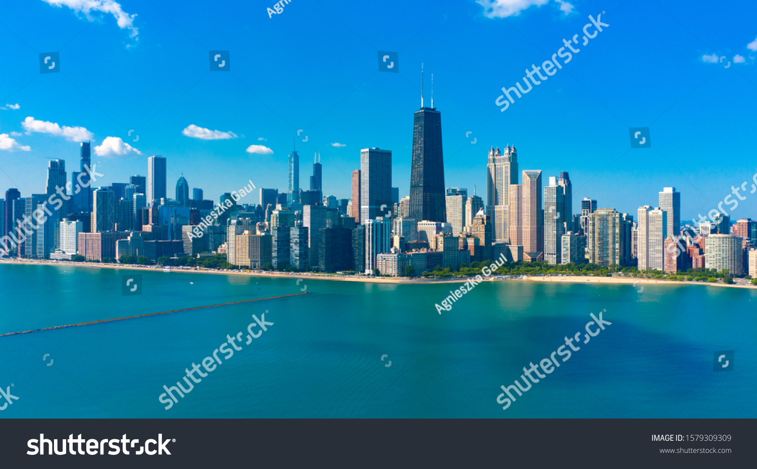 Aerial View Chicago Skyline Michigan Lake Stock Photo 1579309309 ...