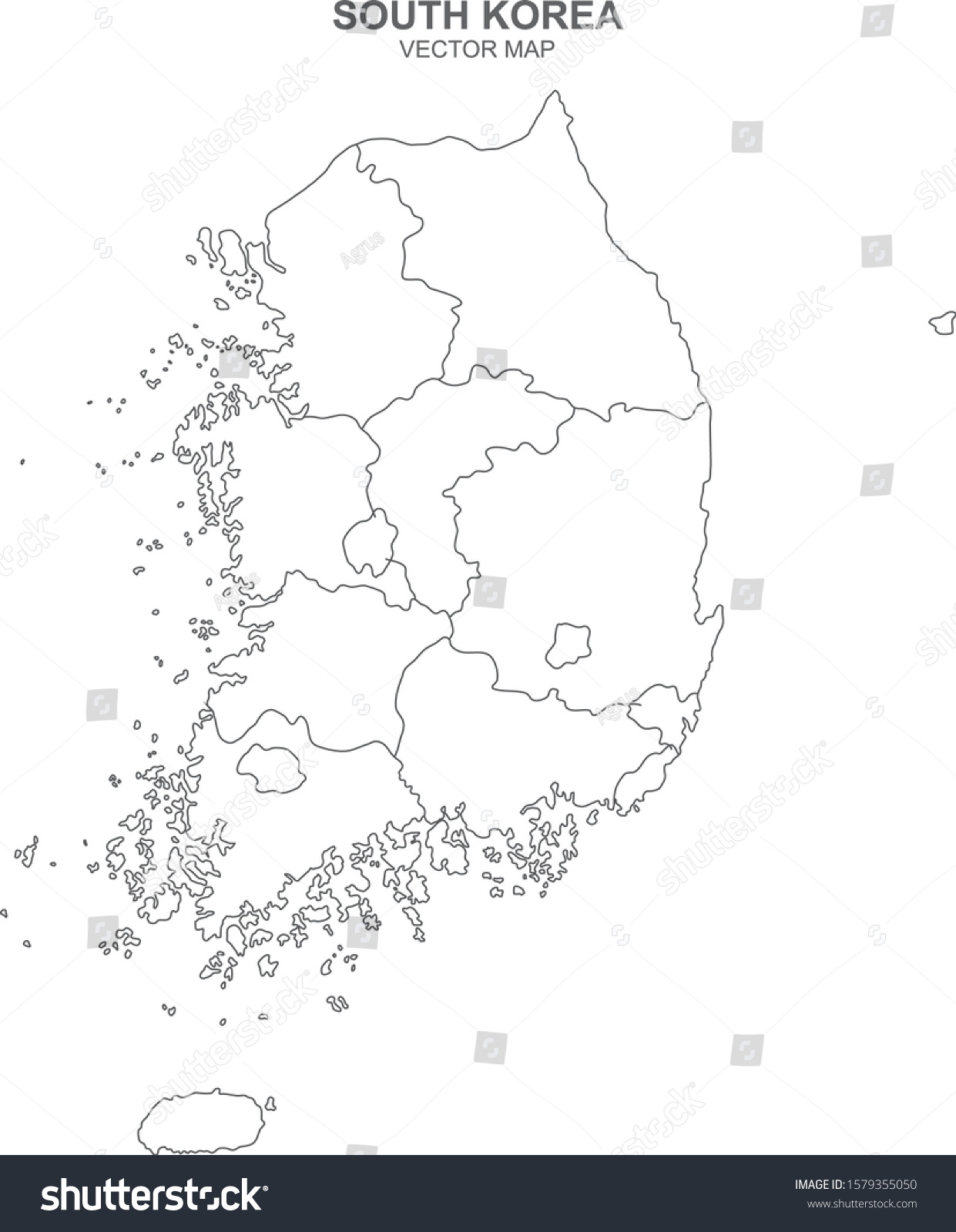 Political Map South Korea Isolated On Stock Vector (Royalty Free ...