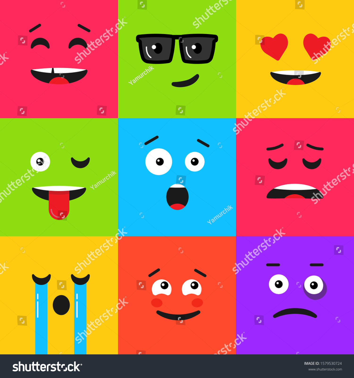 Set Colorful Emoticon Background Pattern Emoji Stock Vector (Royalty ...