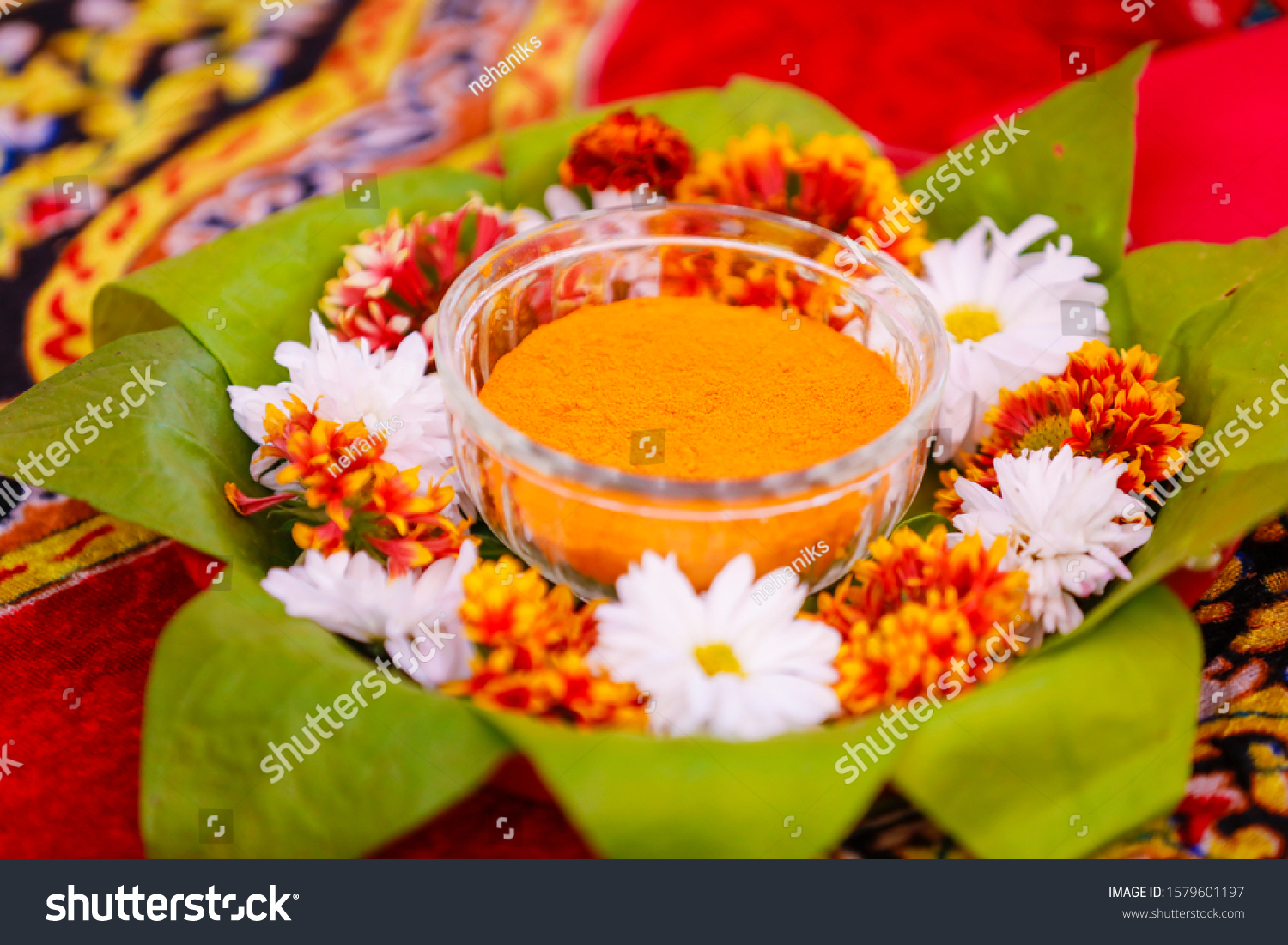 Traditional Wedding Ceremony Hinduism Turmeric Glass Stock Photo ...