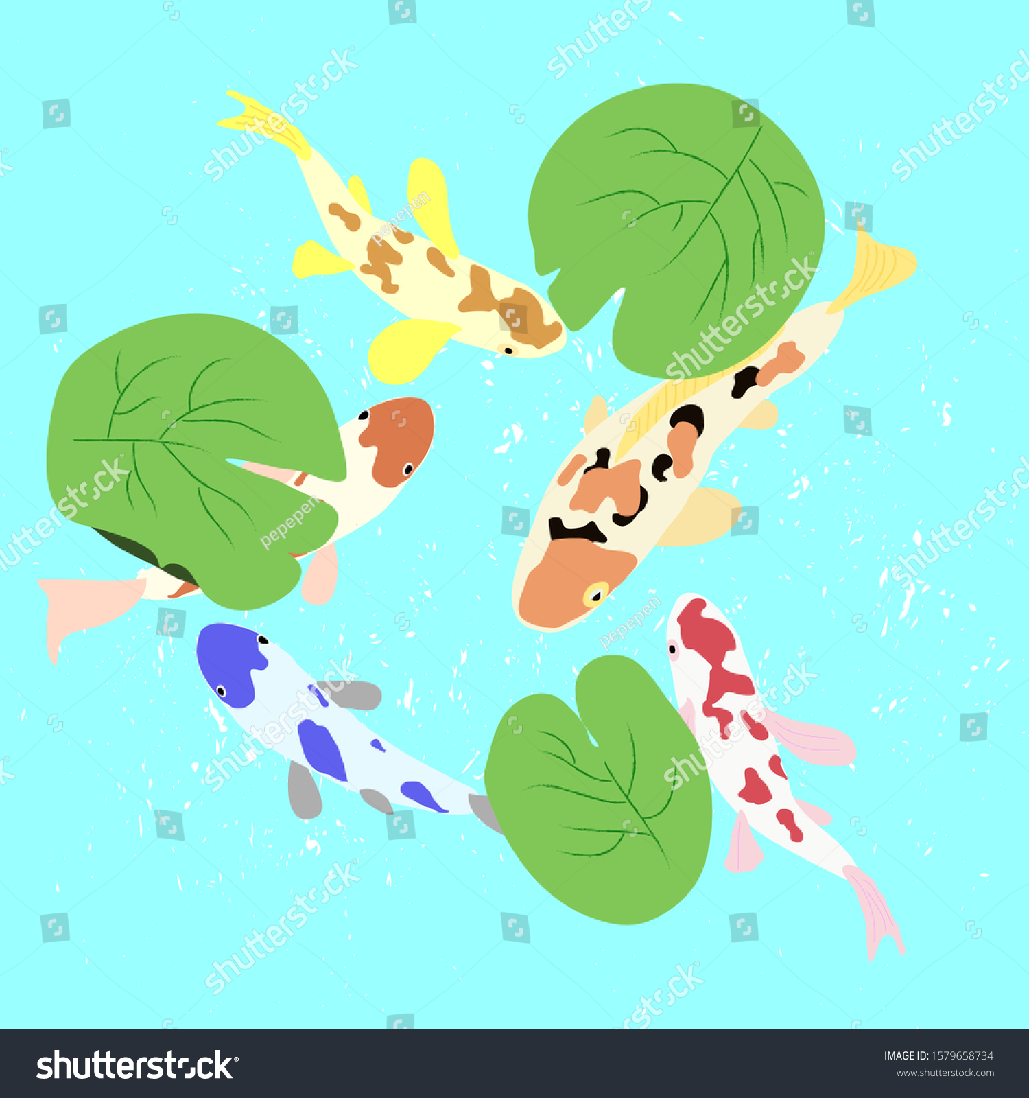 Koi Fish Vector Illustration Japanese Colorful Stock Vector (Royalty ...