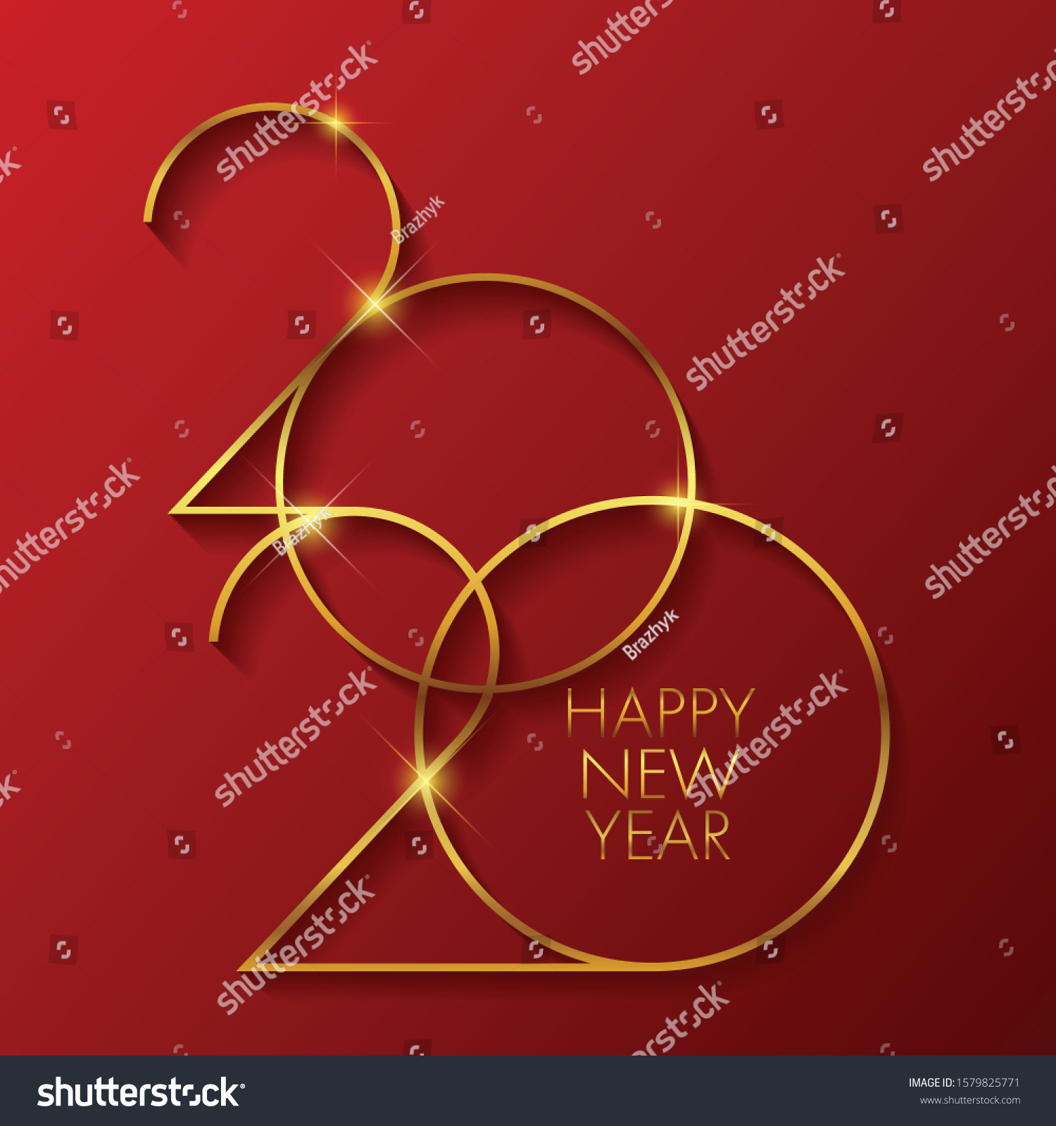 Golden 2020 New Year Logo Holiday Stock Vector (Royalty Free ...