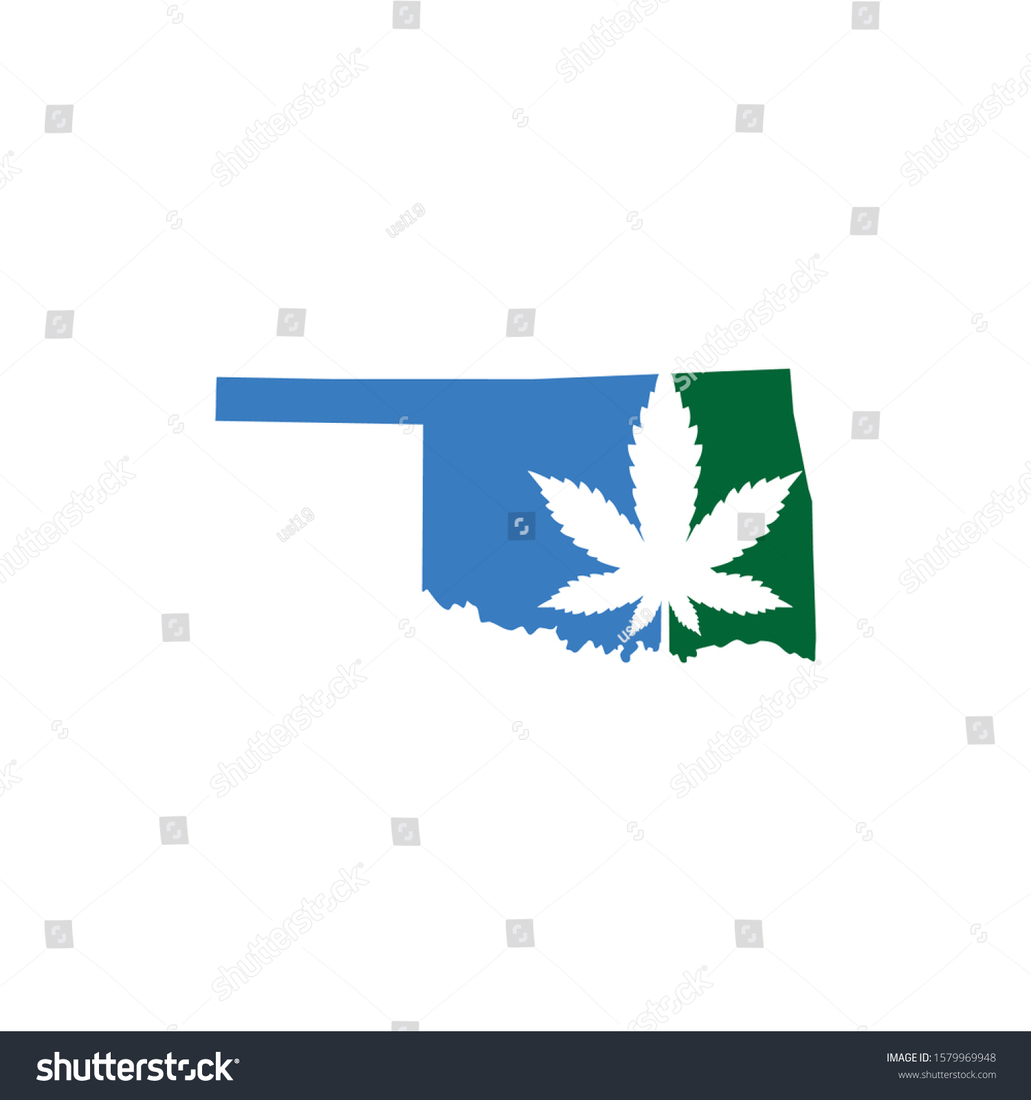 Oklahoma Map Cannabis Leaf Logo Vector Stock Vector (Royalty Free ...