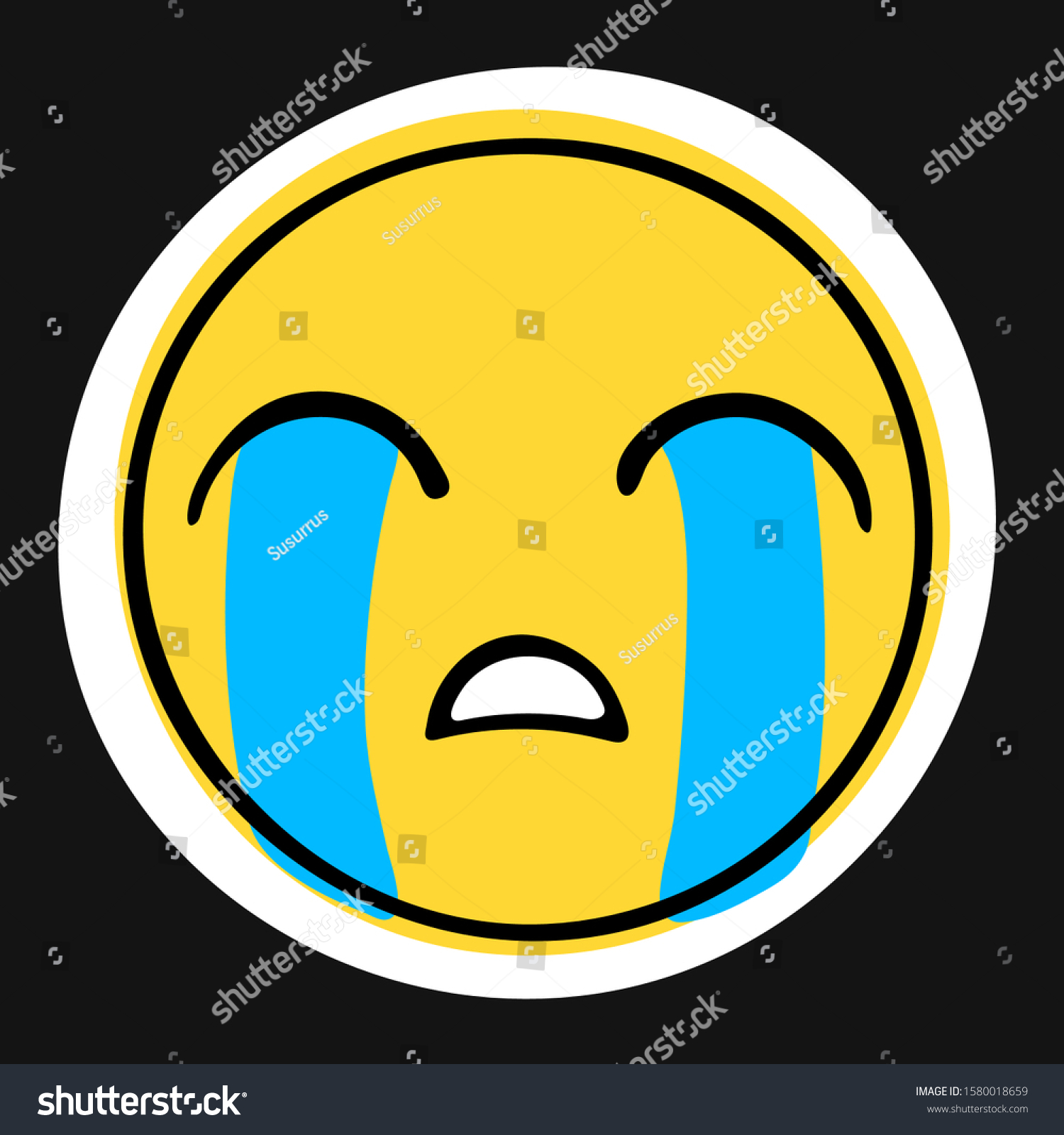 Loudly Crying Face Emoji Vector Illustration Stock Vector Royalty Free 1580018659 Shutterstock 3602