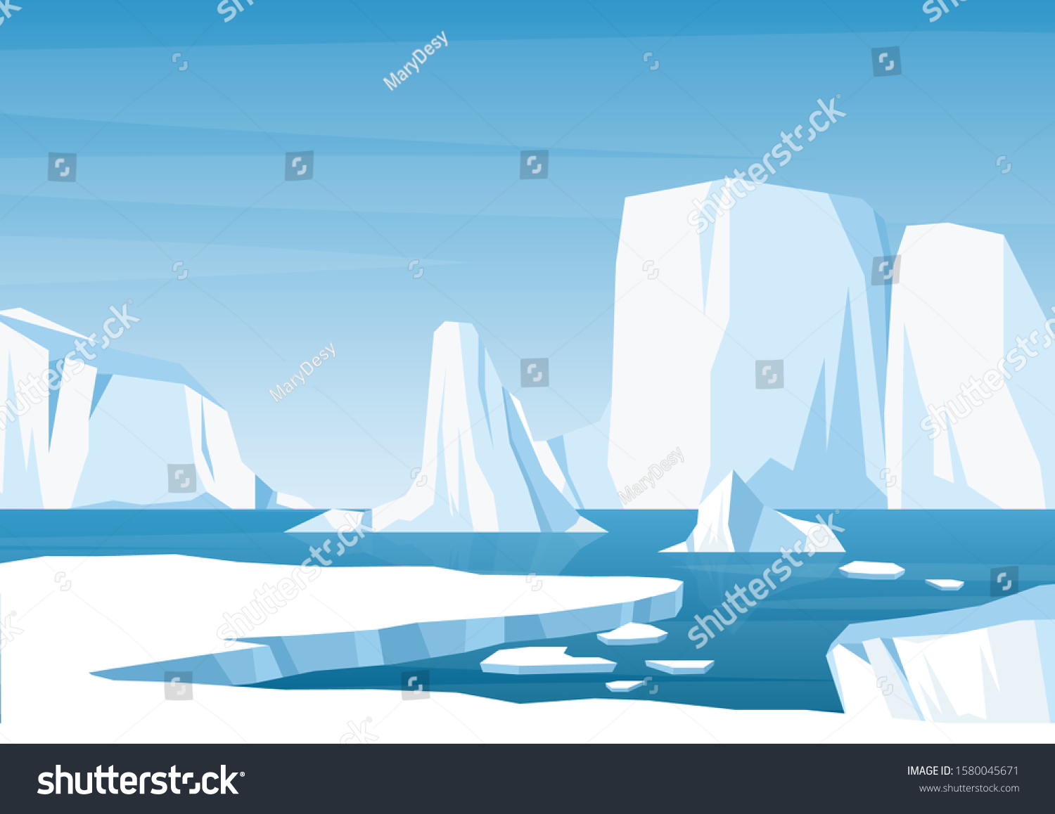 Vector Cartoon Arctic Ice Landscape Iceberg Stock Vector (Royalty Free ...