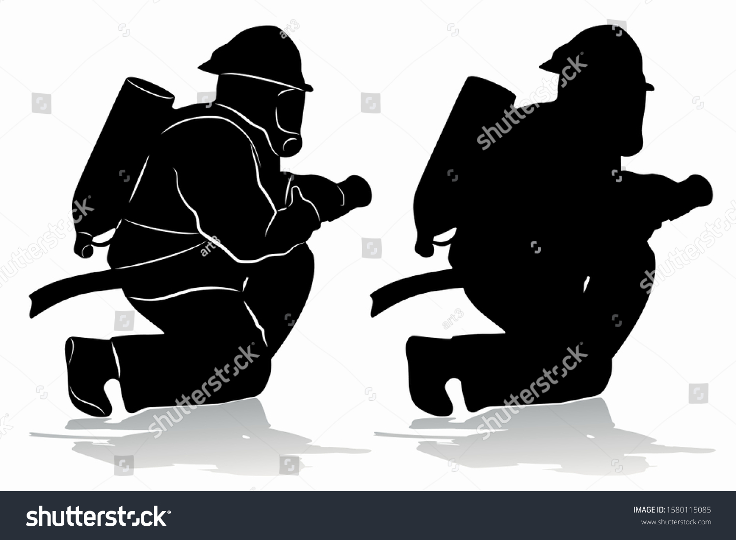 kneeling fireman silhouette