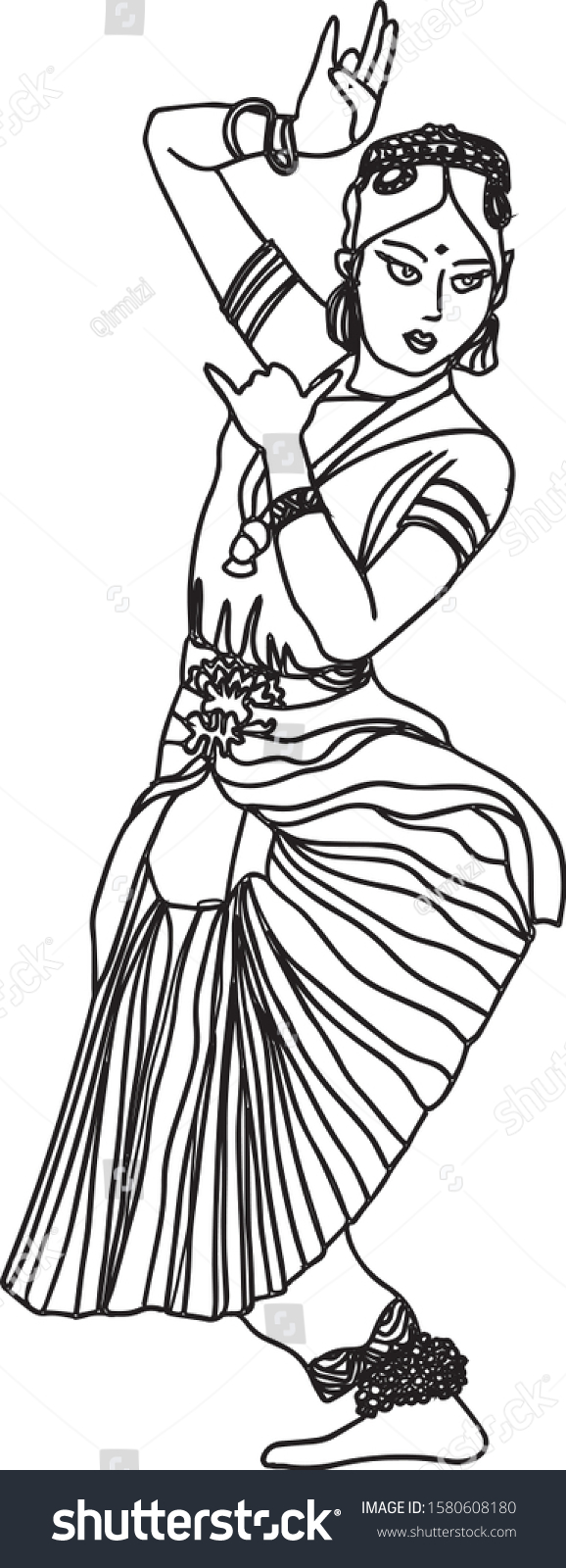 Girl Doing Indian Dance Icon Indian Stock Vector (Royalty Free ...