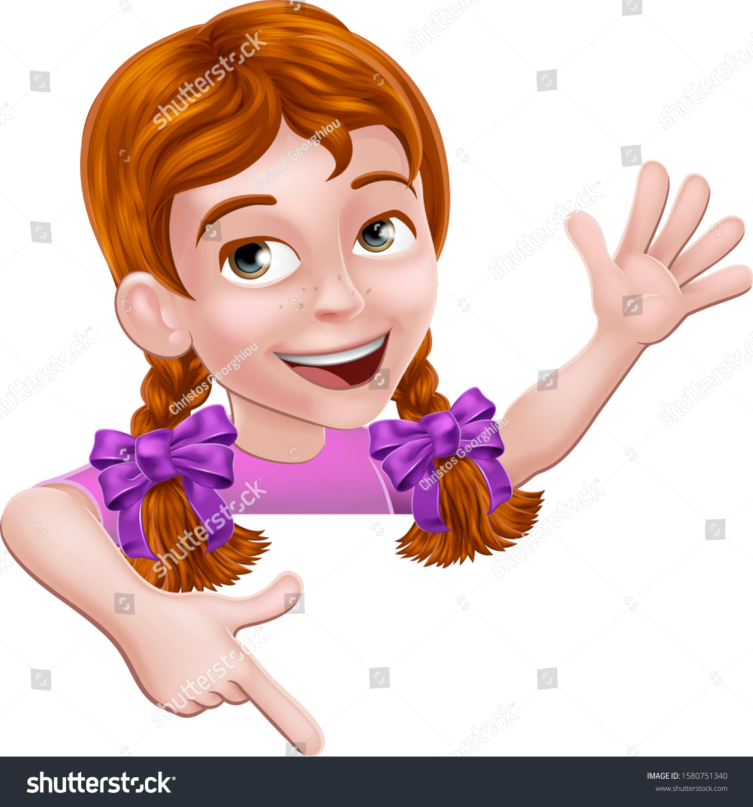 Girl Child Cartoon Kid Character Peeking Stock Vector (Royalty Free ...