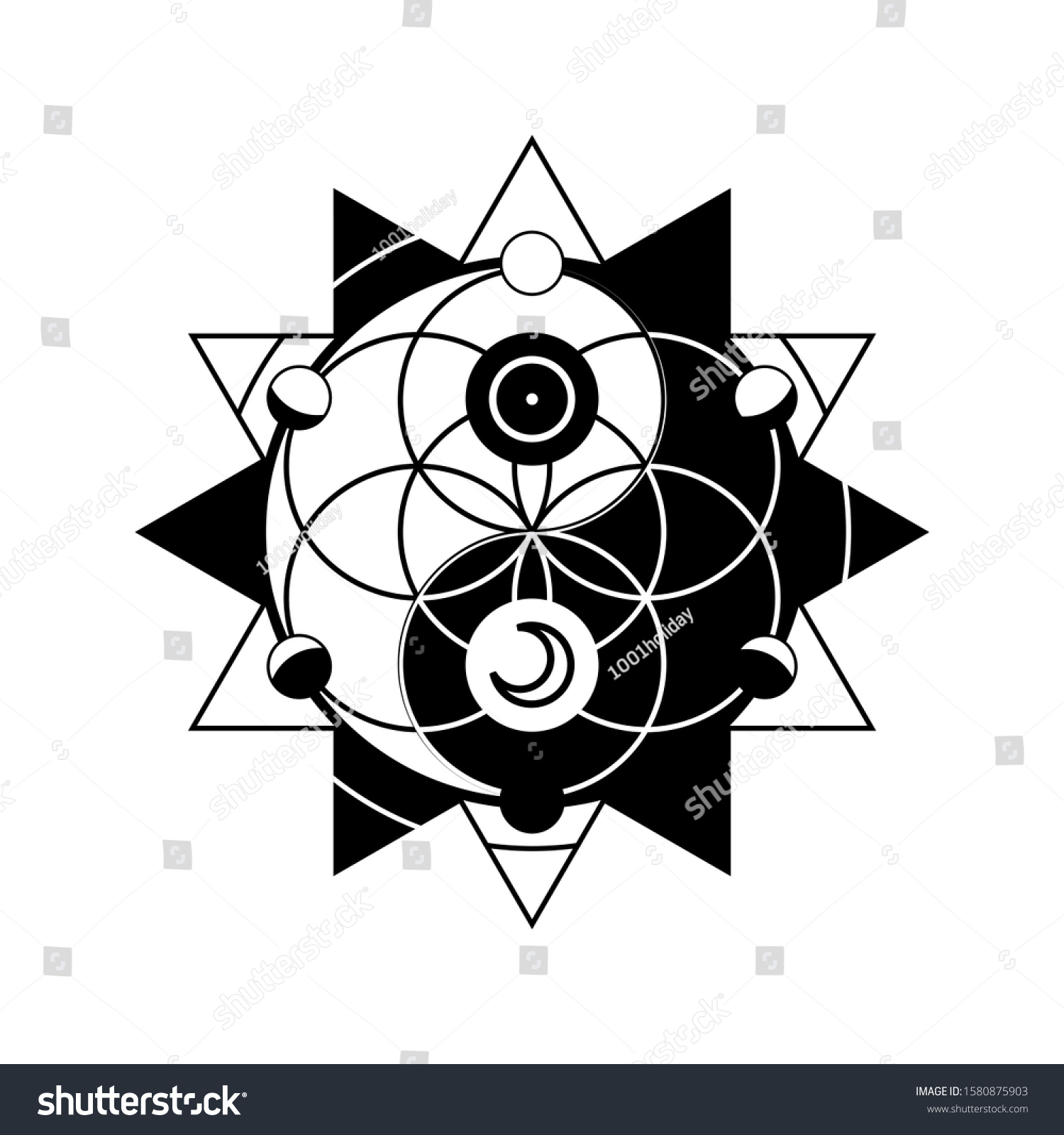 Yin Yang Sun Moon Astrological Symbols Stock Vector (Royalty Free ...