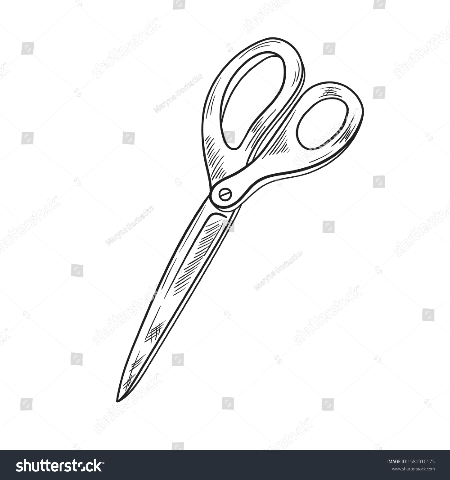 Высокое разрешение ножницы для шитья нарисованные