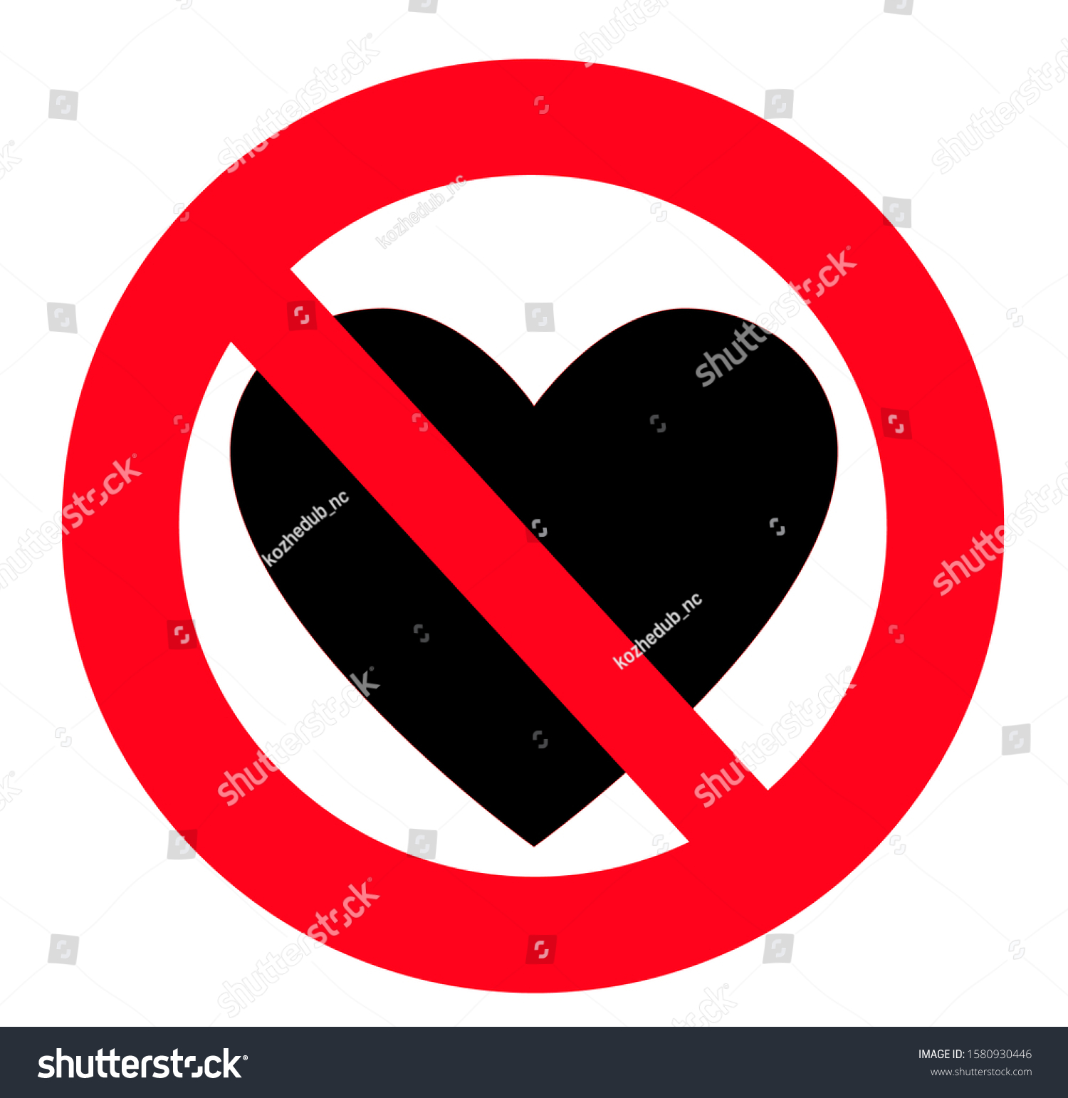 No Love Heart Sign Forbidden Love Stock Vector (Royalty Free ...