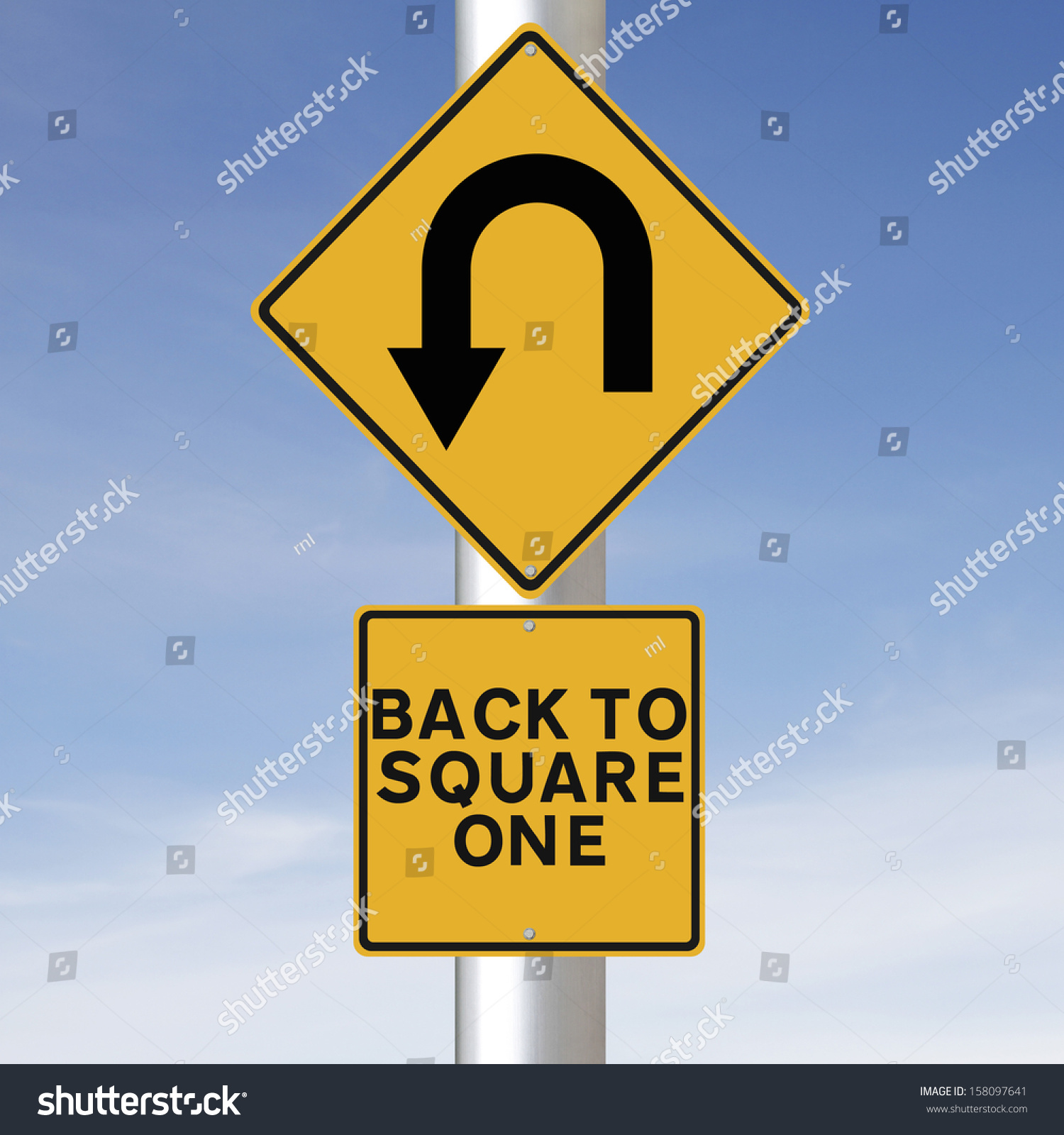 Conceptual Road Signs Indicating Uturn Symbol 库存插图 158097641 | Shutterstock