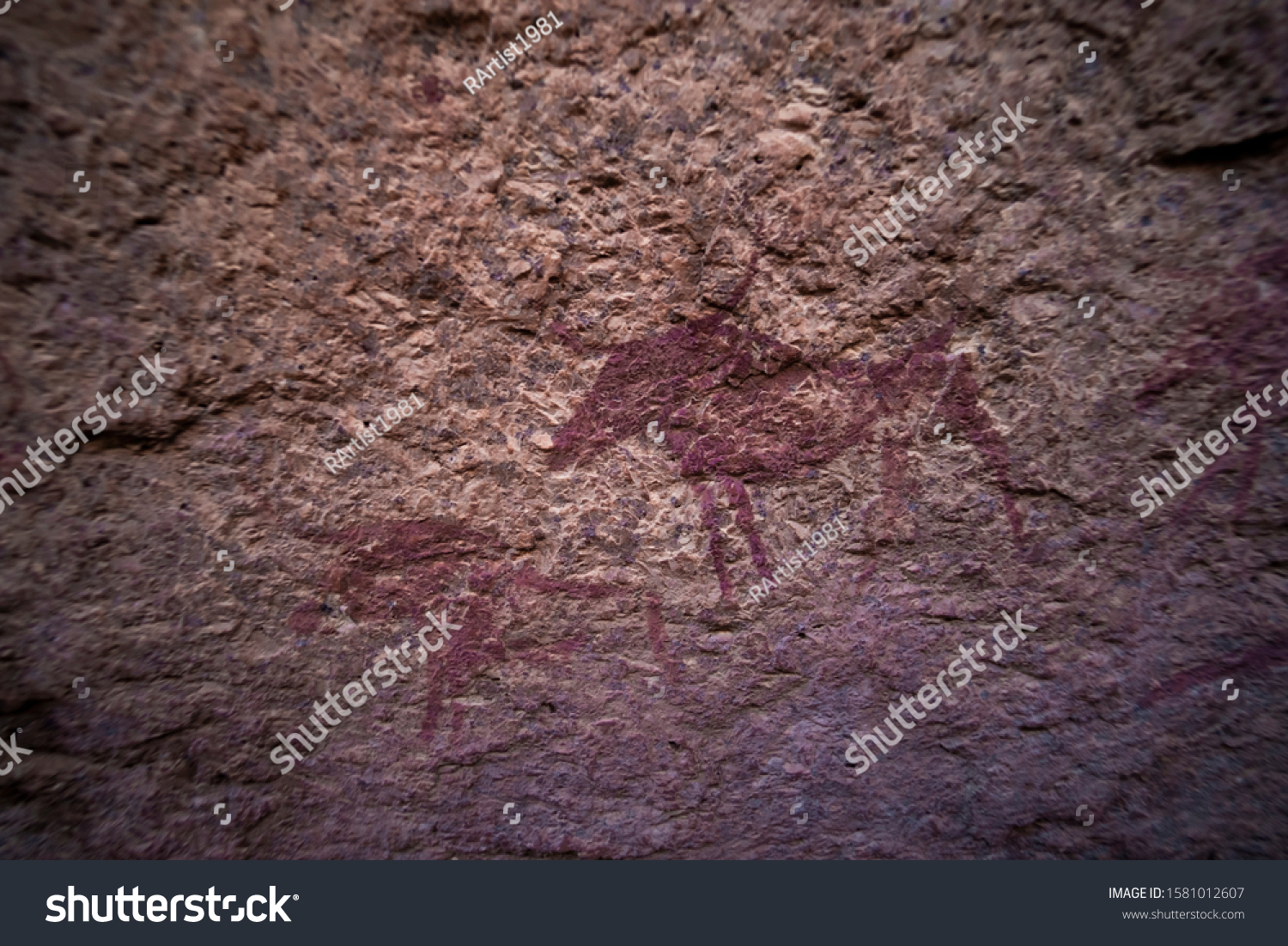 Close Prehistoric African Cave Drawings Stock Photo 1581012607   Stock Photo Close Up Of Prehistoric African Cave Drawings 1581012607 