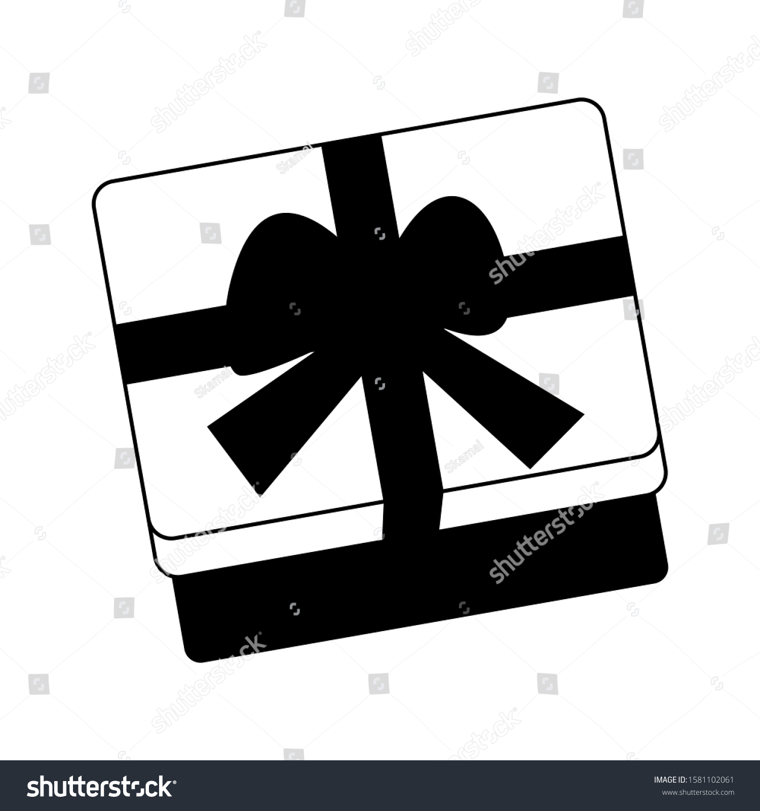 Gift Ribbon Black White Top View Stock Vector (Royalty Free) 1581102061 ...