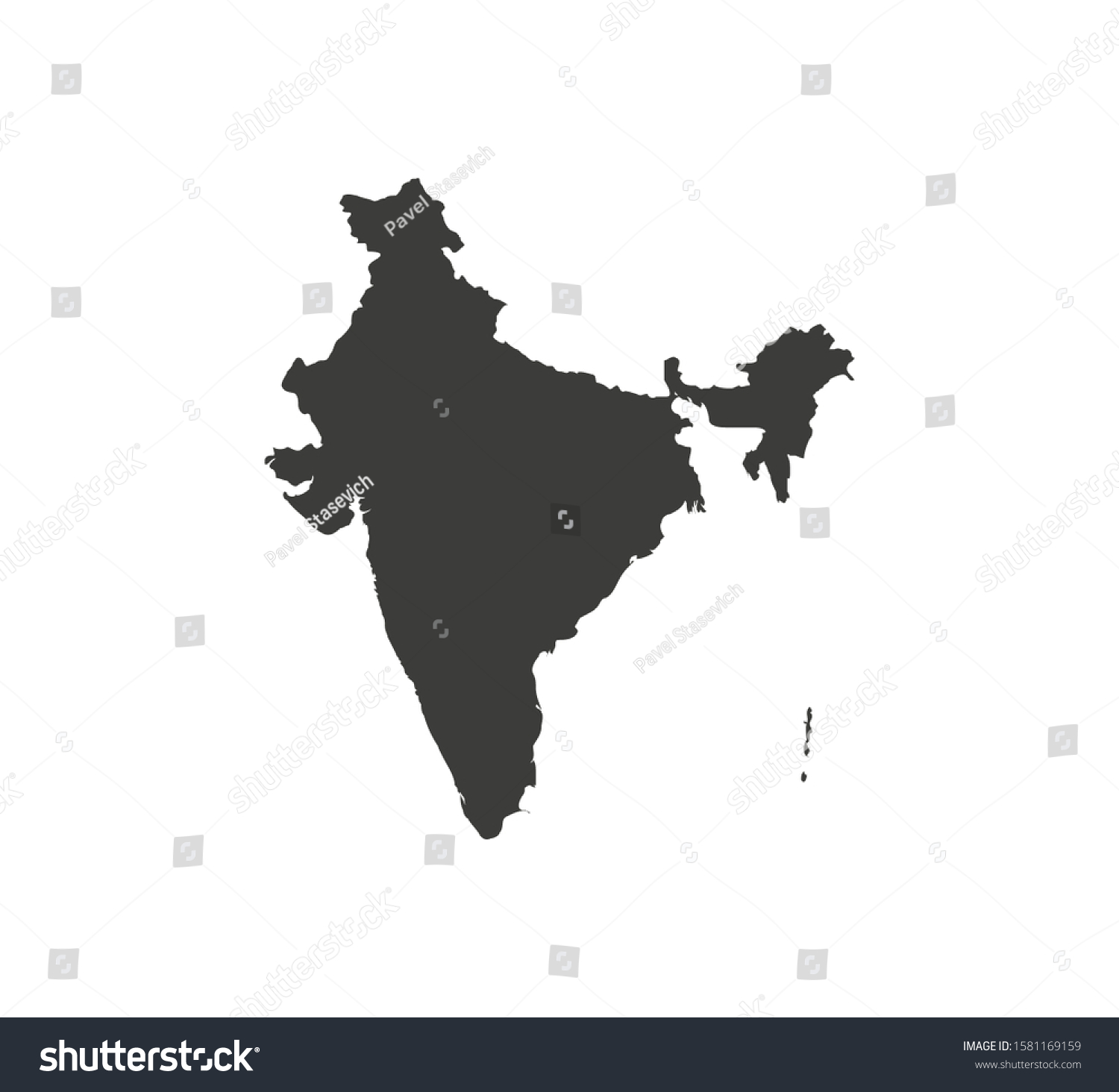 India Map On White Background Vector Stock Vector (Royalty Free ...