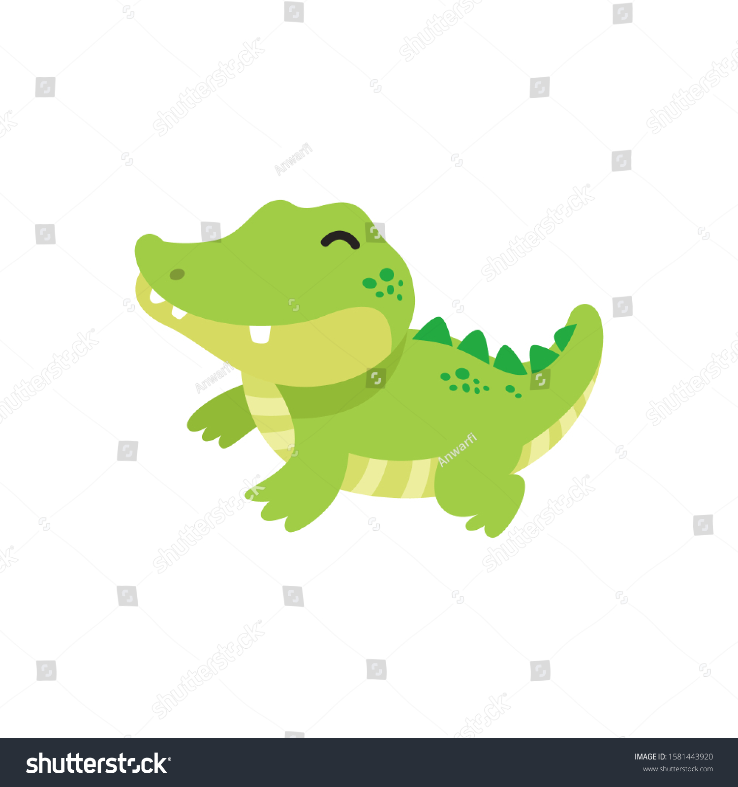 Cute Cartoon Crocodile Vector Illustration Simple Stock Vector (Royalty ...