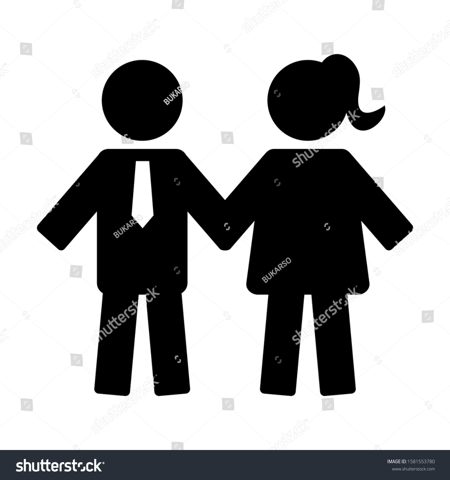 stick boy and girl holding hands
