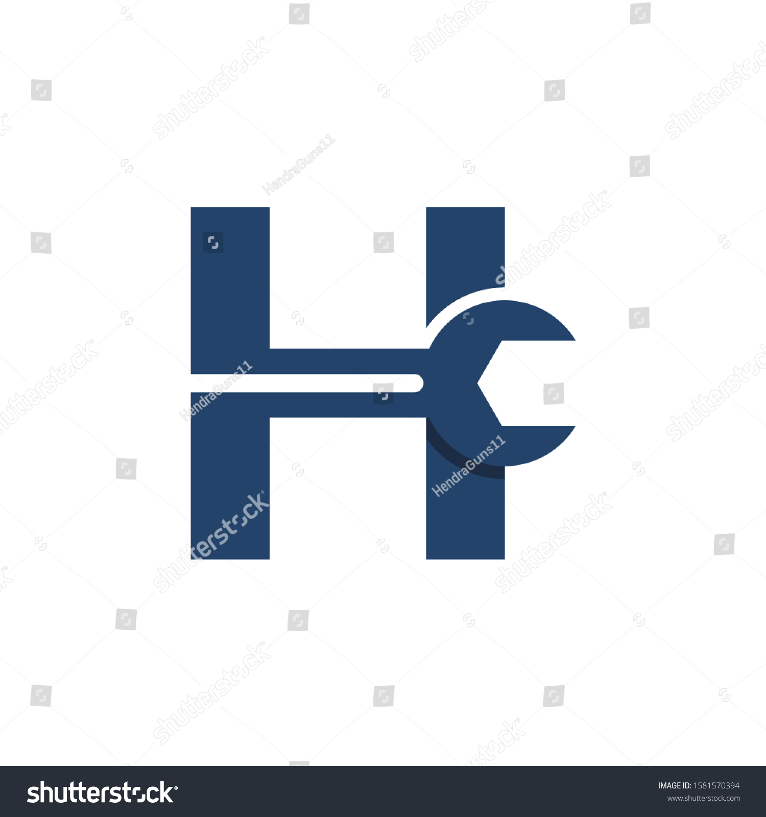 Letter H Wrench Logo Design Handyman 스톡 벡터(로열티 프리) 1581570394 