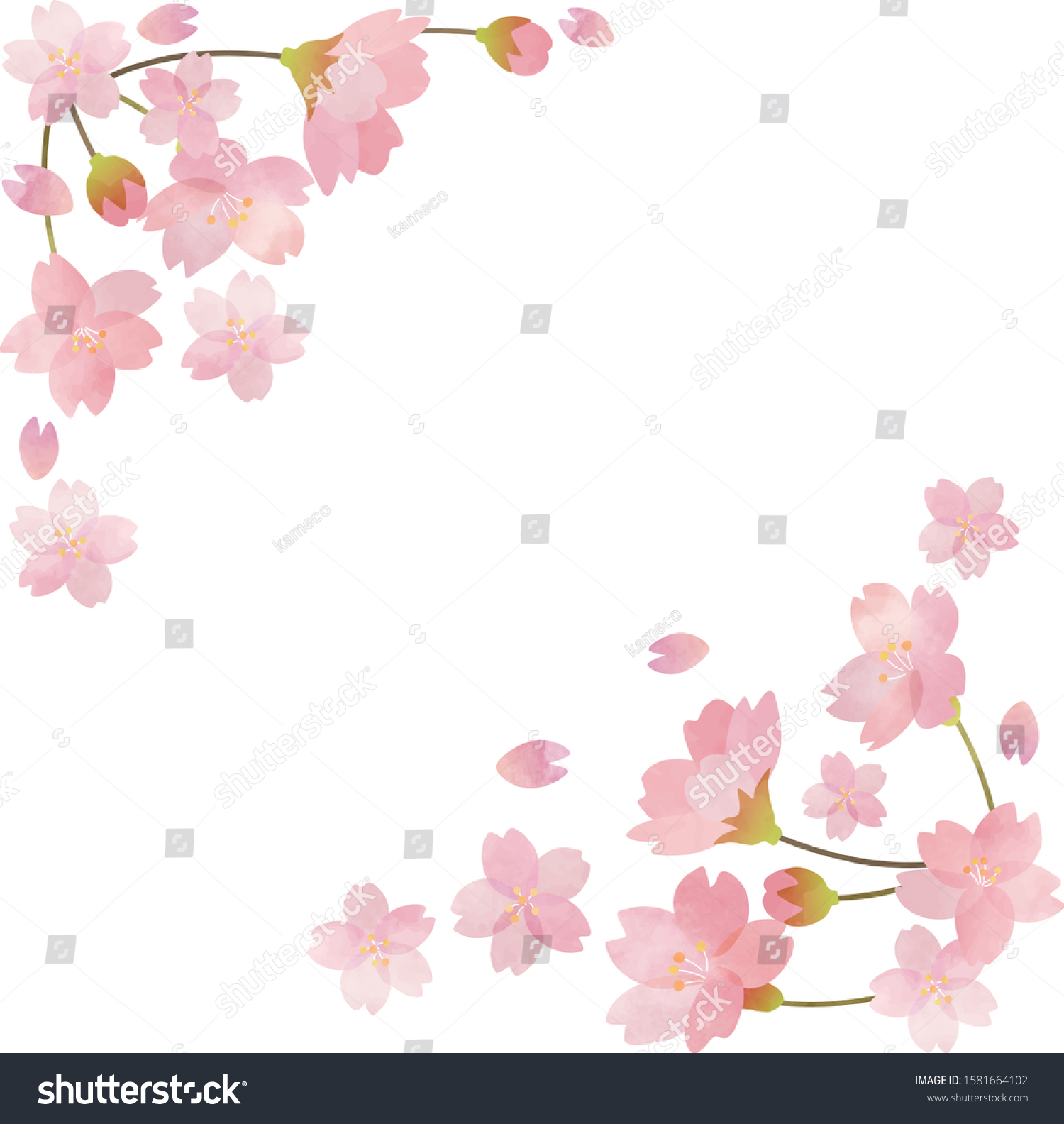 Japanese Cherry Blossom Frame Inspired By Stock Vector (Royalty Free ...