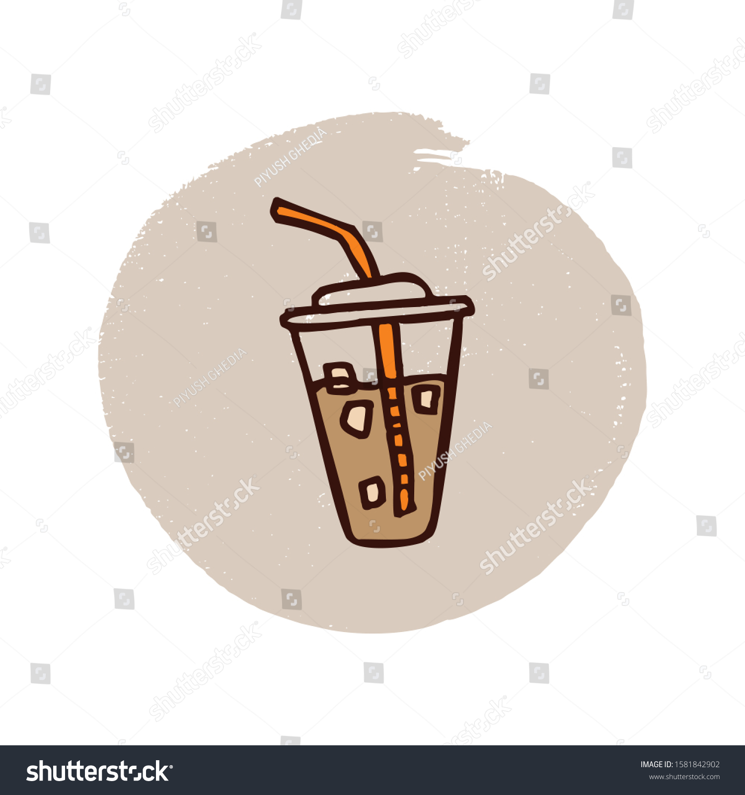 Cup Coffee Hand Drawing Vector Iced Stock Vector (Royalty Free ...