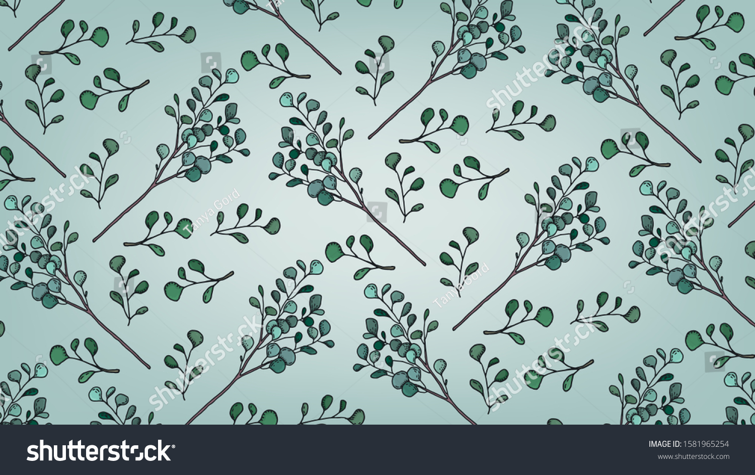 Vector Illustration Eucalyptus Pattern Sketch Style Stock Vector ...