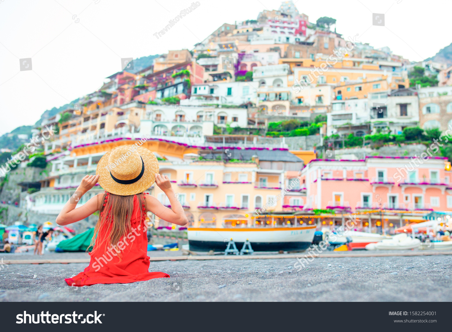 Adorable Little Girl Positano Town Italy Stock Photo 1582254001 ...