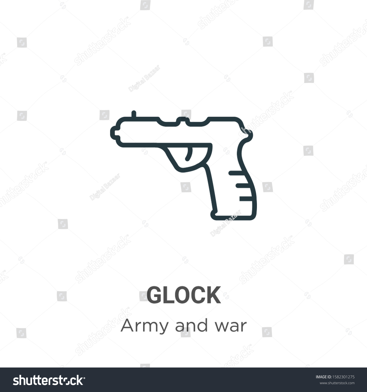 Glock Outline Vector Icon Thin Line Stock Vector (Royalty Free ...