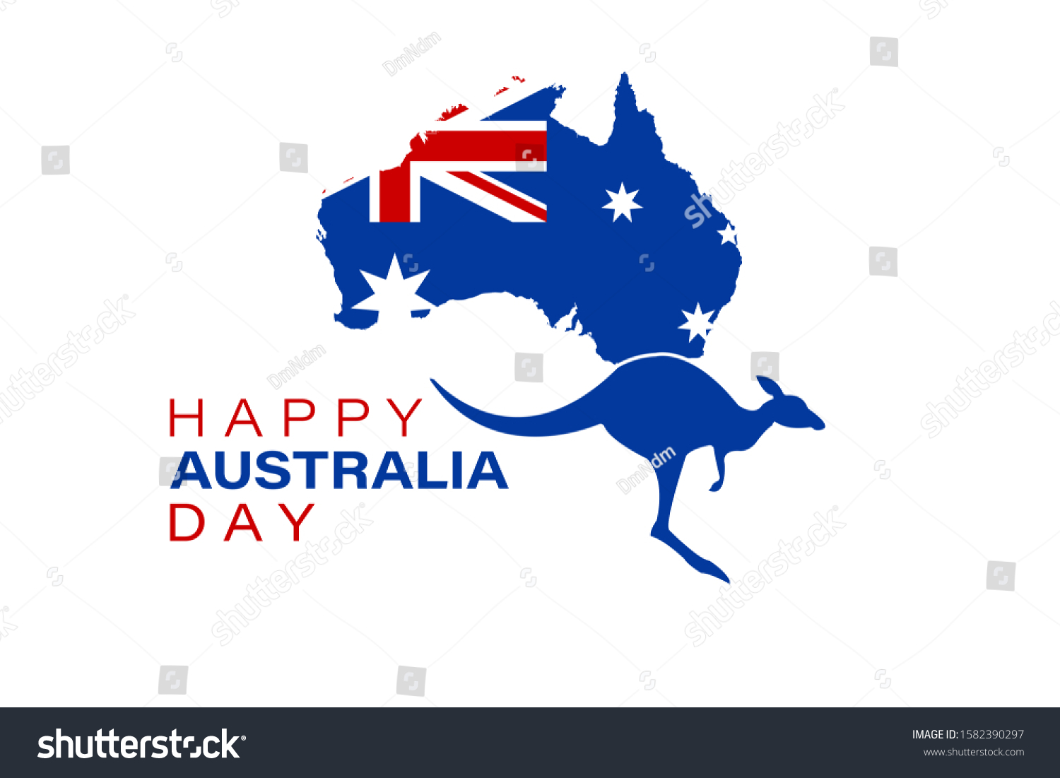 Happy Australia Day 26 January Map Stock Vector (Royalty Free