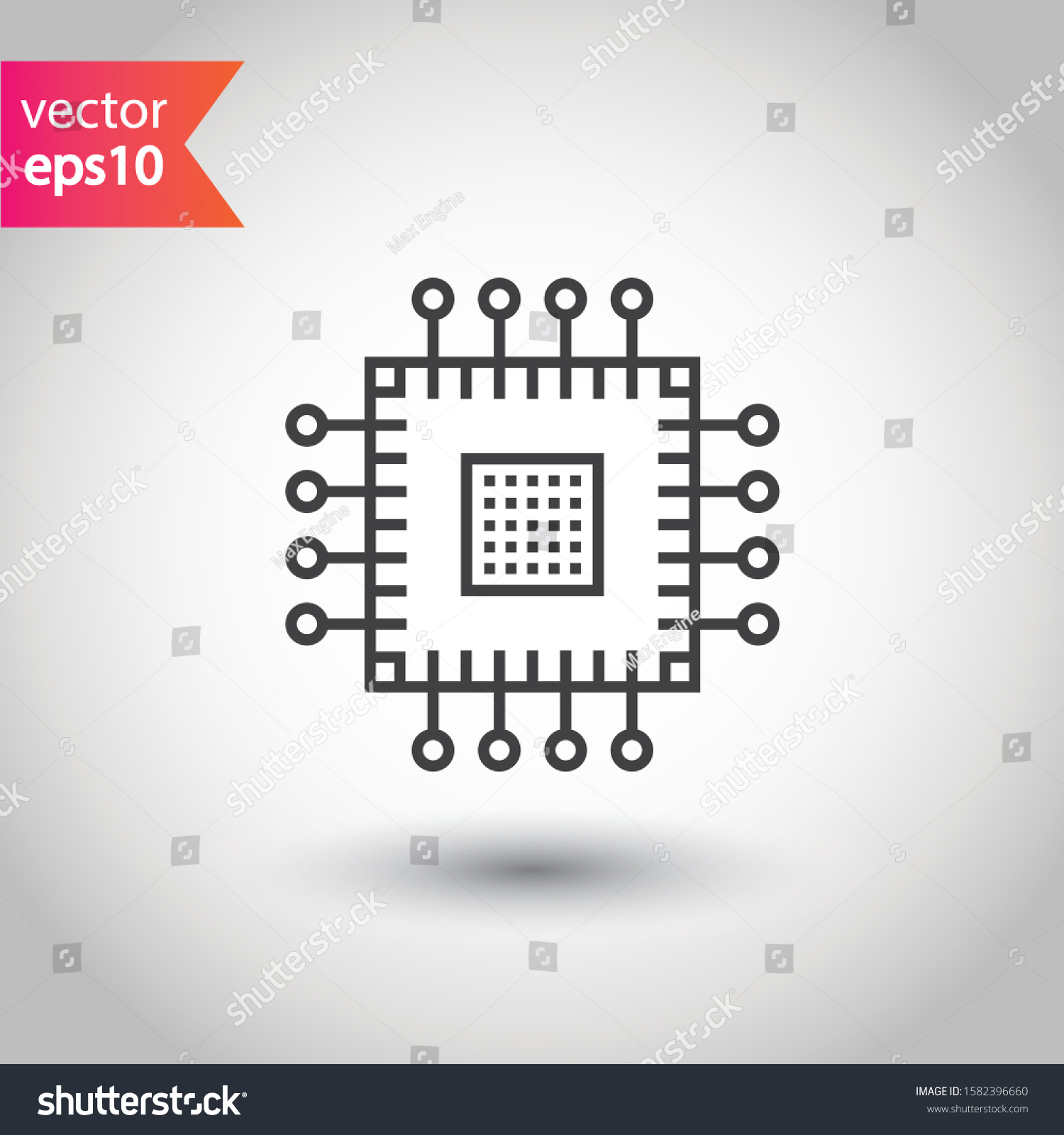 Processor Vector Icon Cpu Microprocessor Flat Stock Vector (Royalty ...