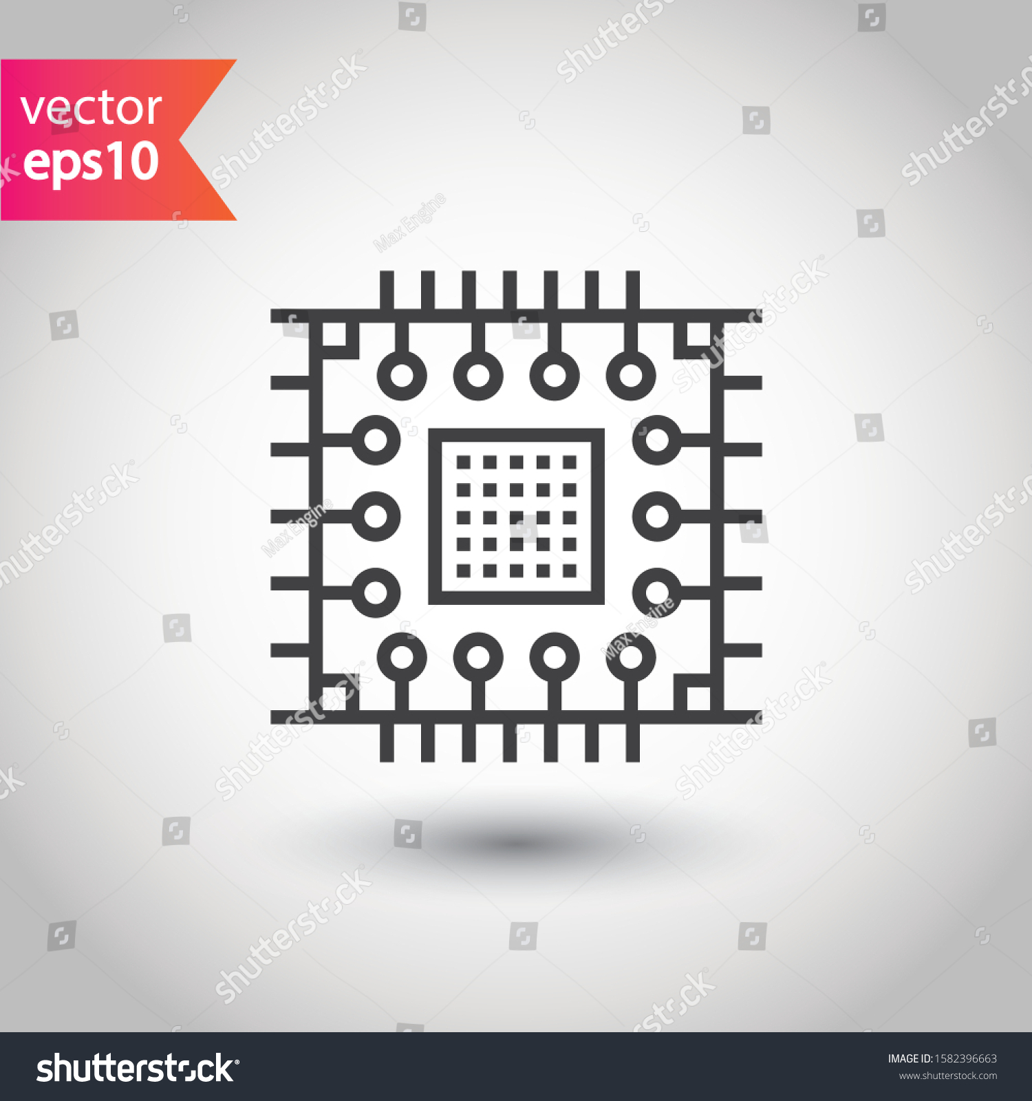 Processor Vector Icon Cpu Microprocessor Flat Stock Vector (Royalty ...
