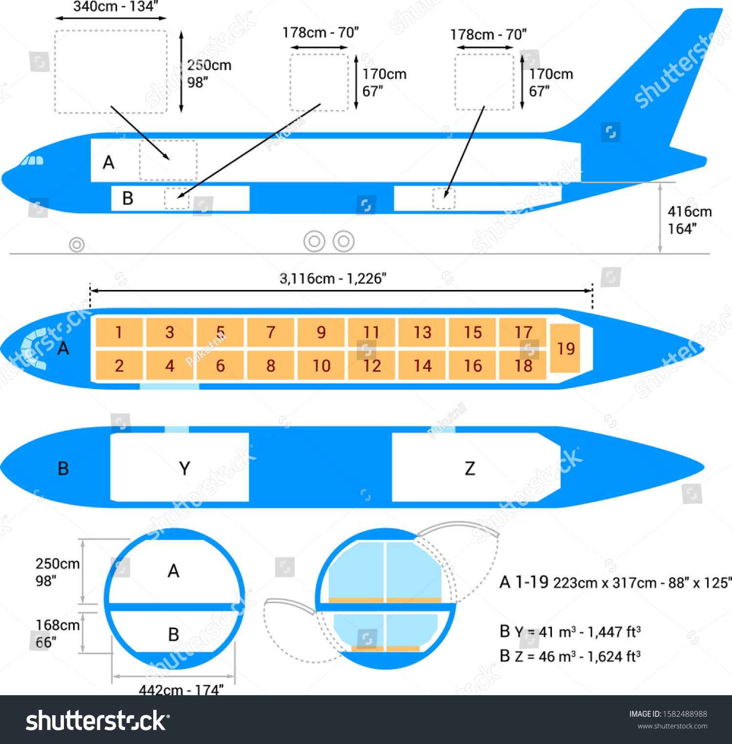 Airplane Scheme Cargo Aircraft Guide Stock Vector (Royalty Free ...