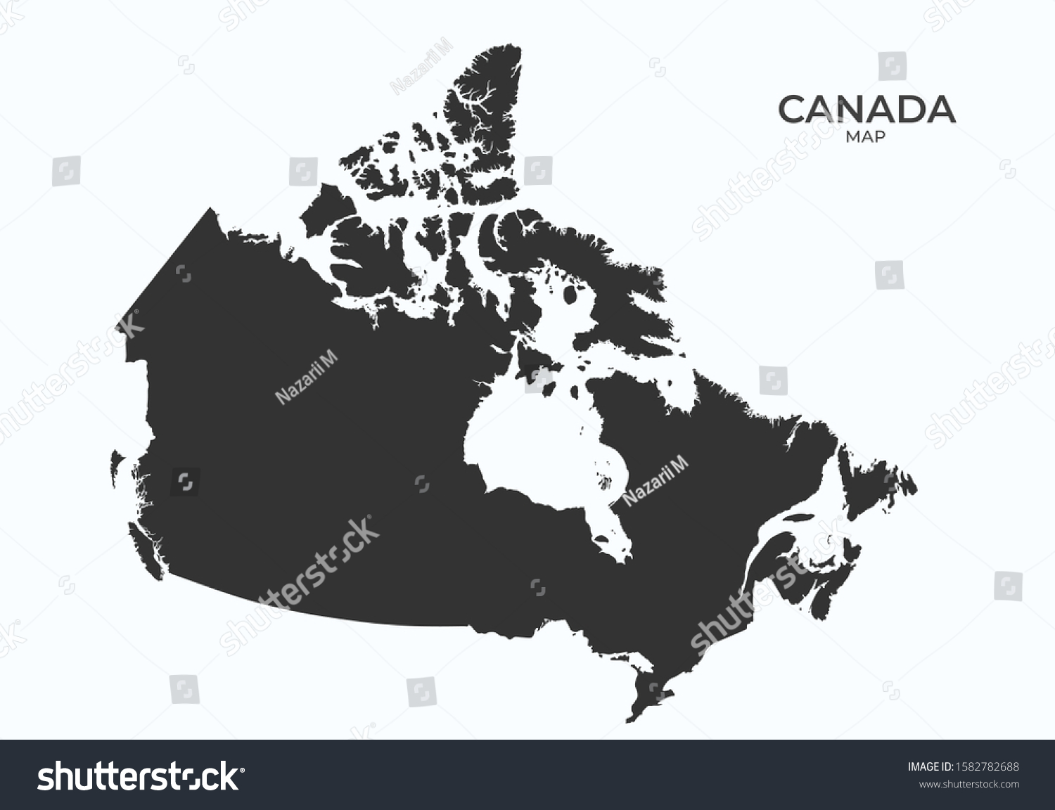 Canada Map Icon Black Silhouette Simple Stock Vector (Royalty Free ...