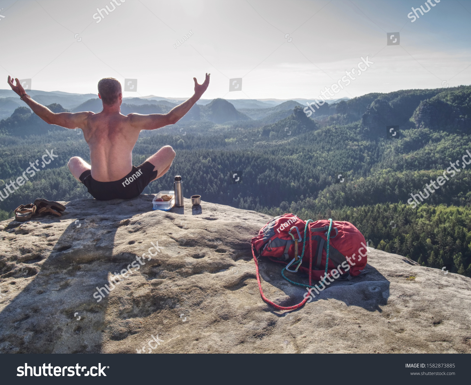 Naked Sportsman Having Picnic Toples Climber Shutterstock