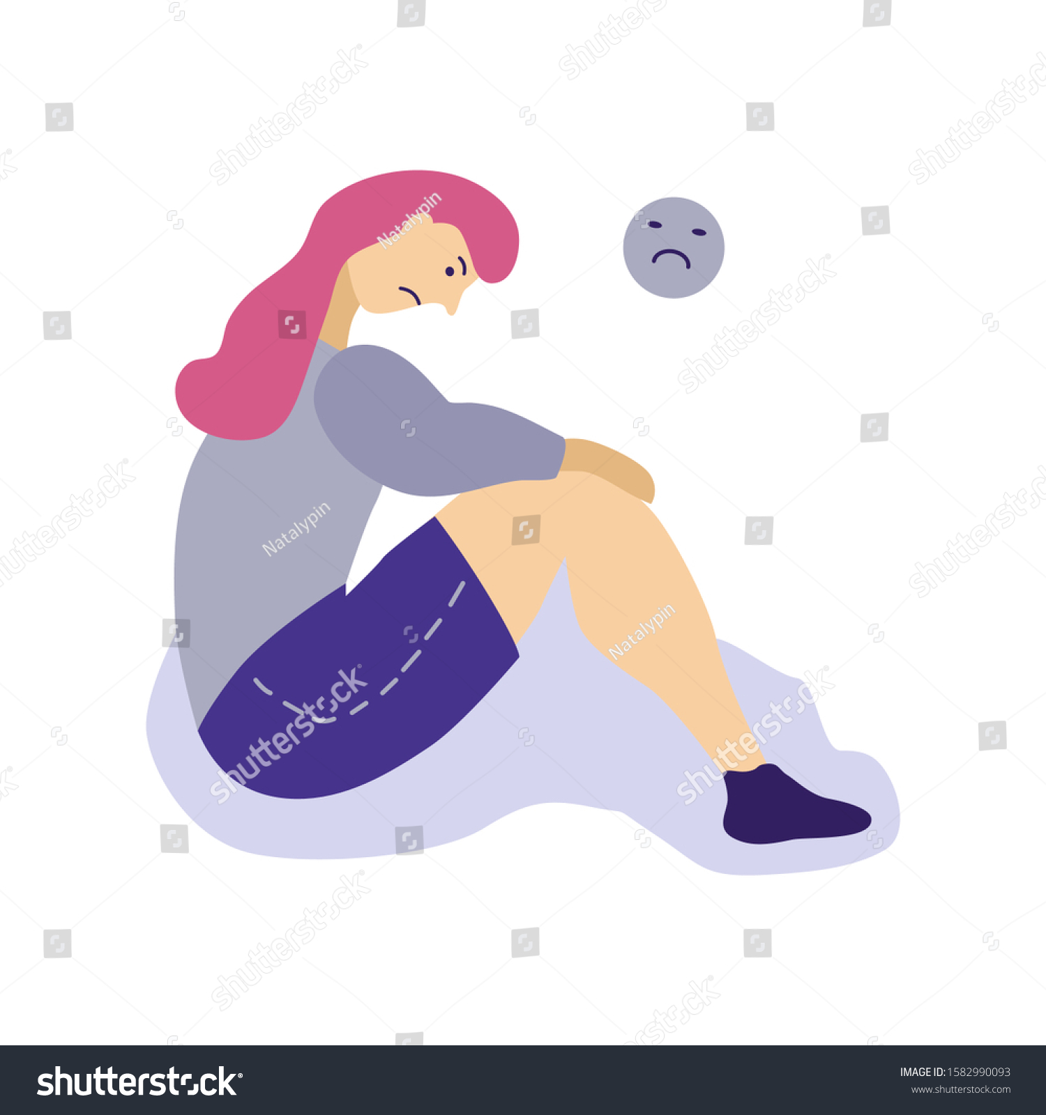 Sad Woman Flat Character Frustrated Woman Stock Vector (Royalty Free ...