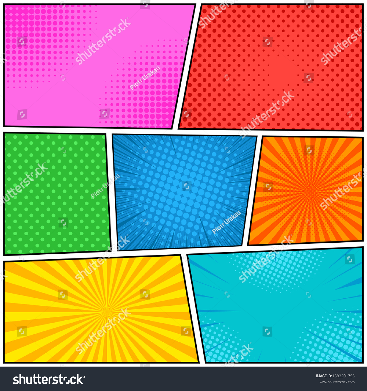 Comic Book Page Bright Template Different Stock Illustration 1583201755 ...