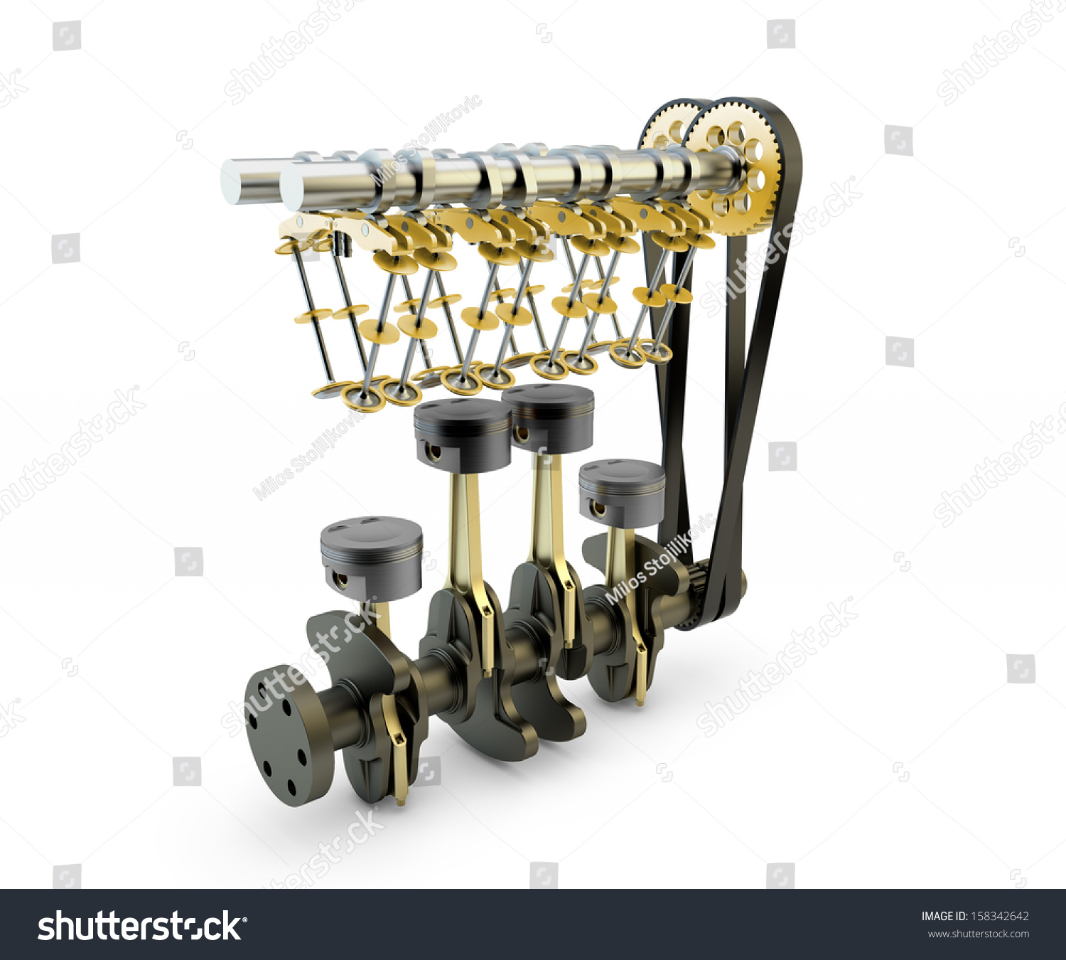 Engine Pistons Valves Crankshaft Camshaft Isolated Stock Illustration ...