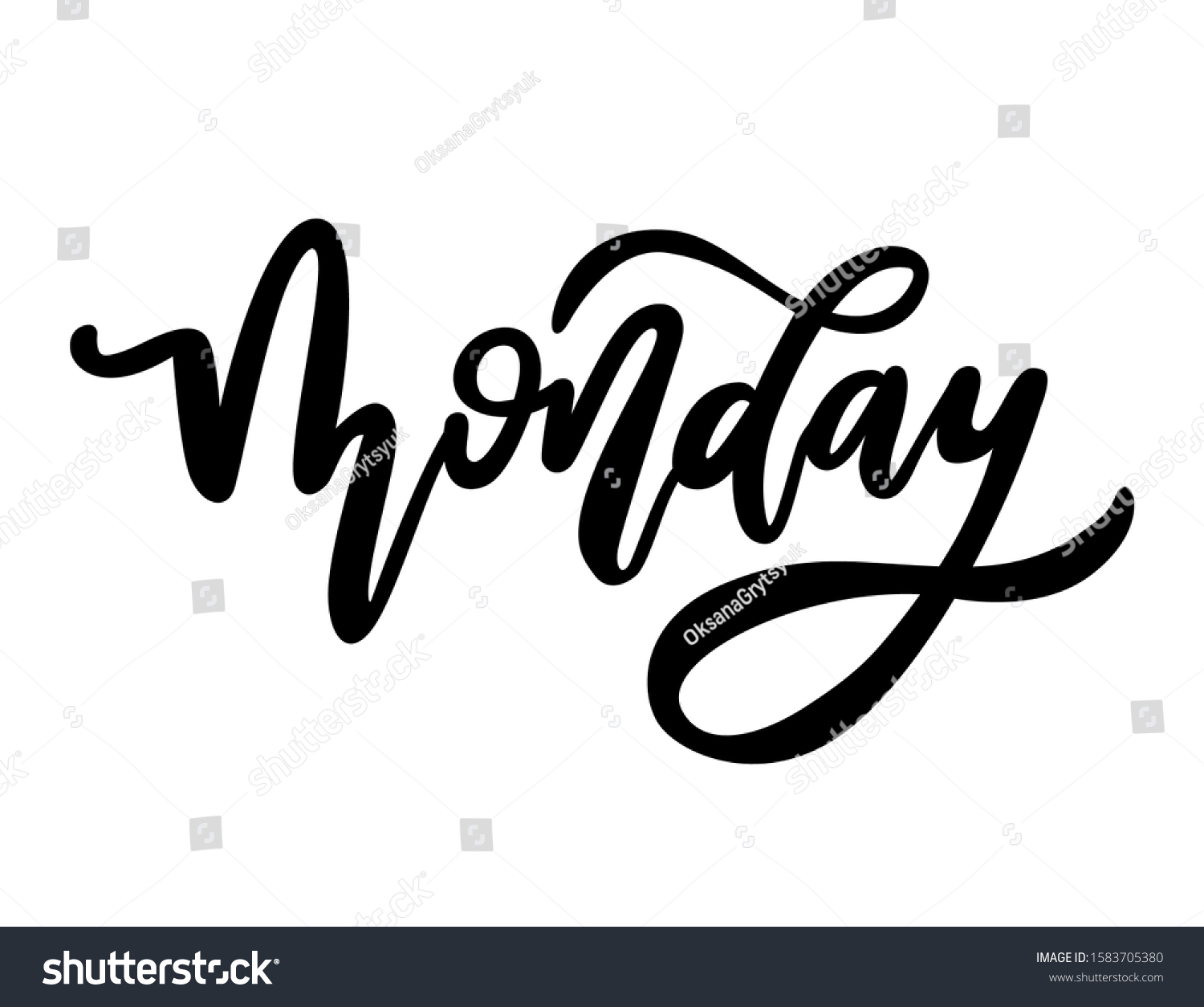 Monday Vector Hand Drawn Lettering Phrase Stock Vector (Royalty Free ...