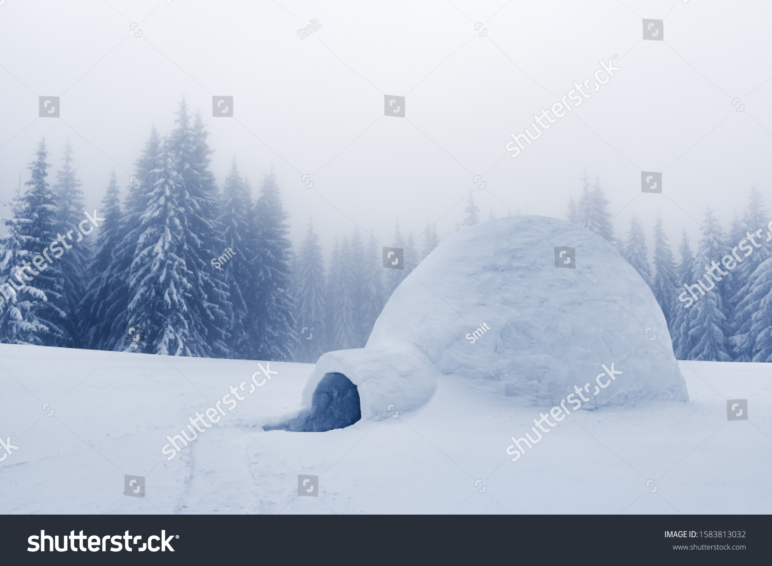 Real Snow Igloo House Winter Mountains Stock Photo 1583813032 ...