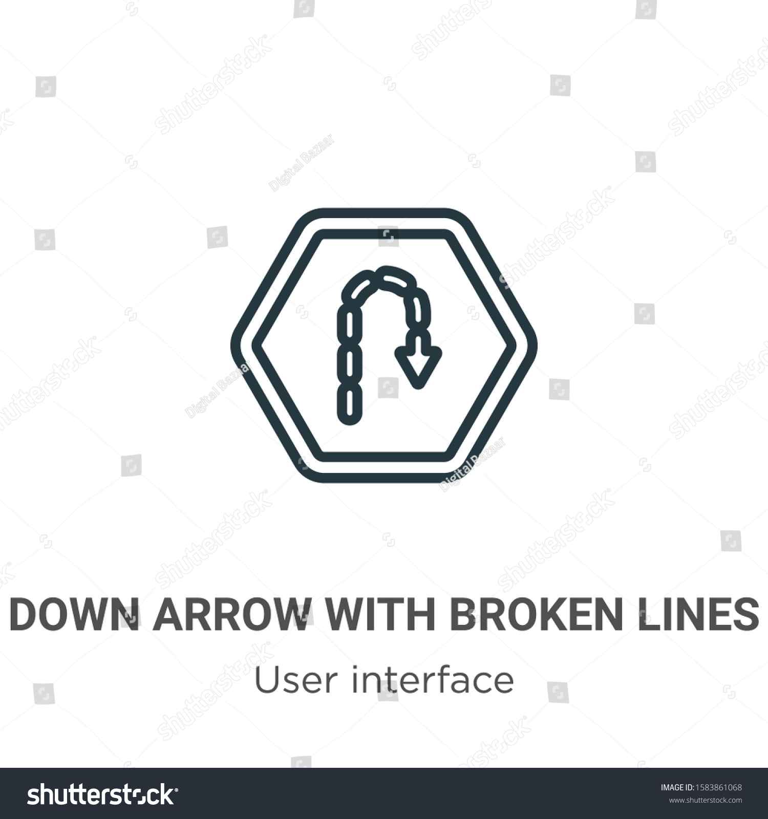 Down Arrow Broken Lines Outline Vector Stock Vector Royalty Free 1583861068 Shutterstock 6656