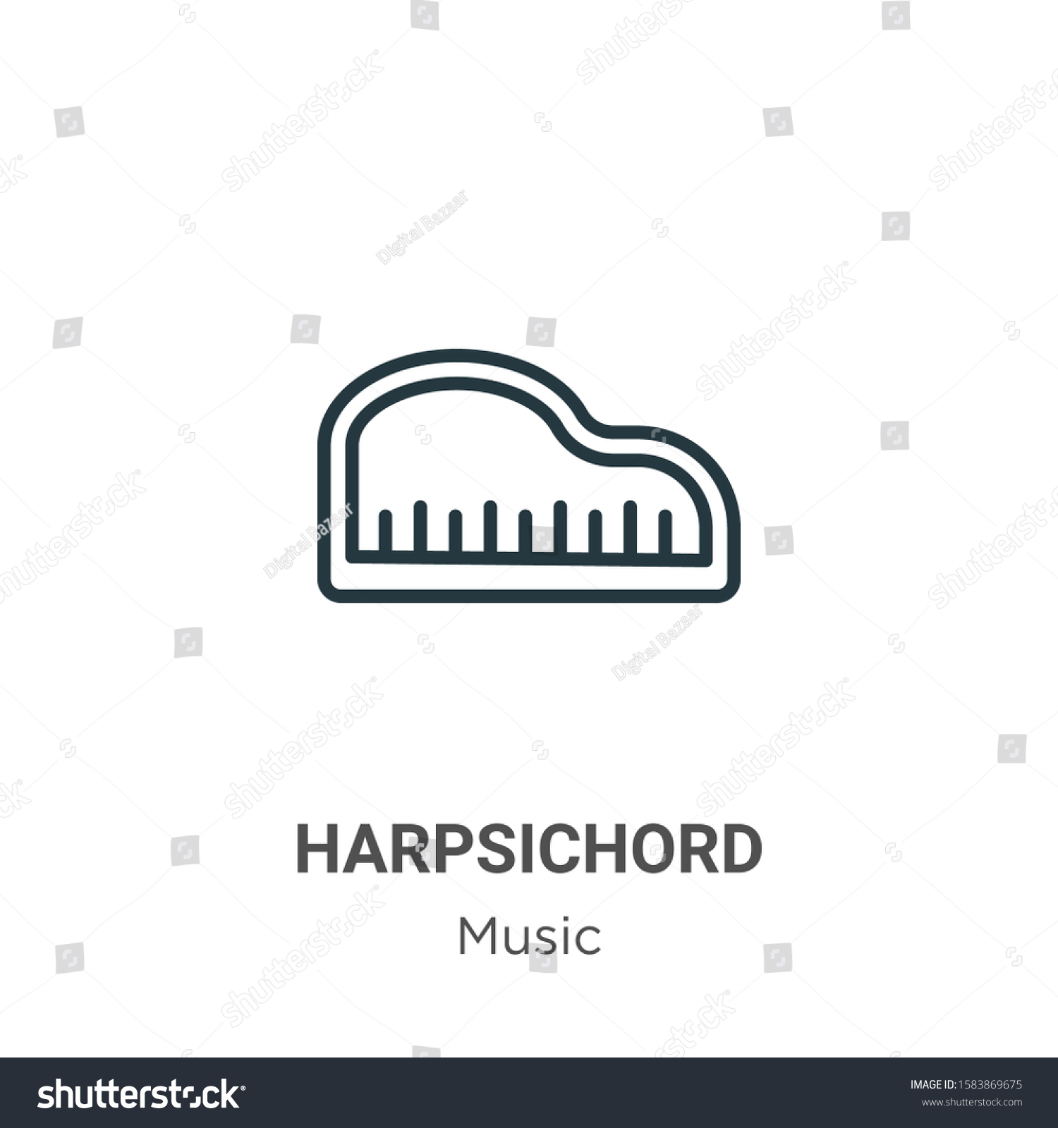 Harpsichord Outline Vector Icon Thin Line Stock Vector Royalty Free 1583869675 Shutterstock 5538