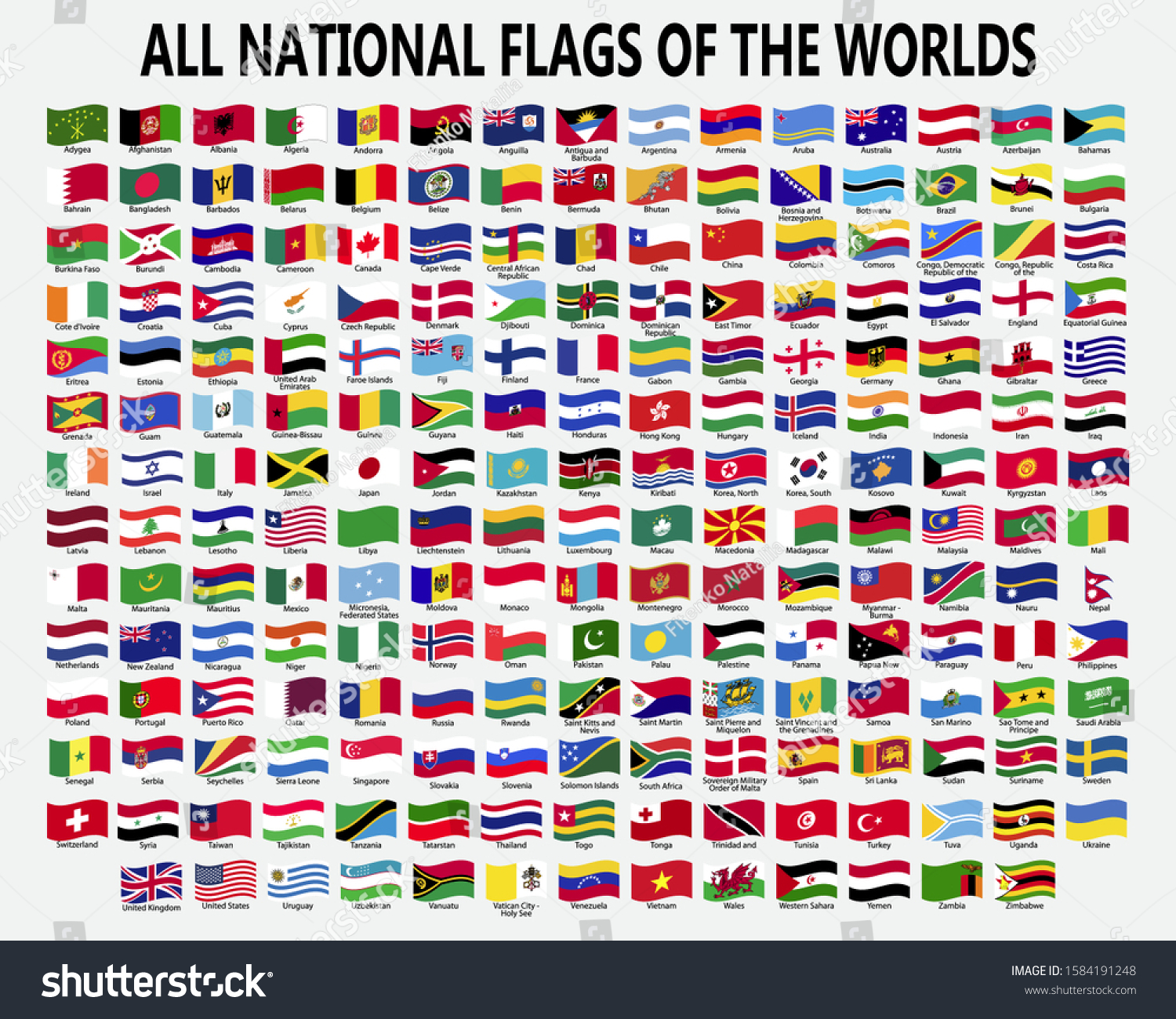 All National Waving Flags Worlds Stock Vector (Royalty Free) 1584191248 ...