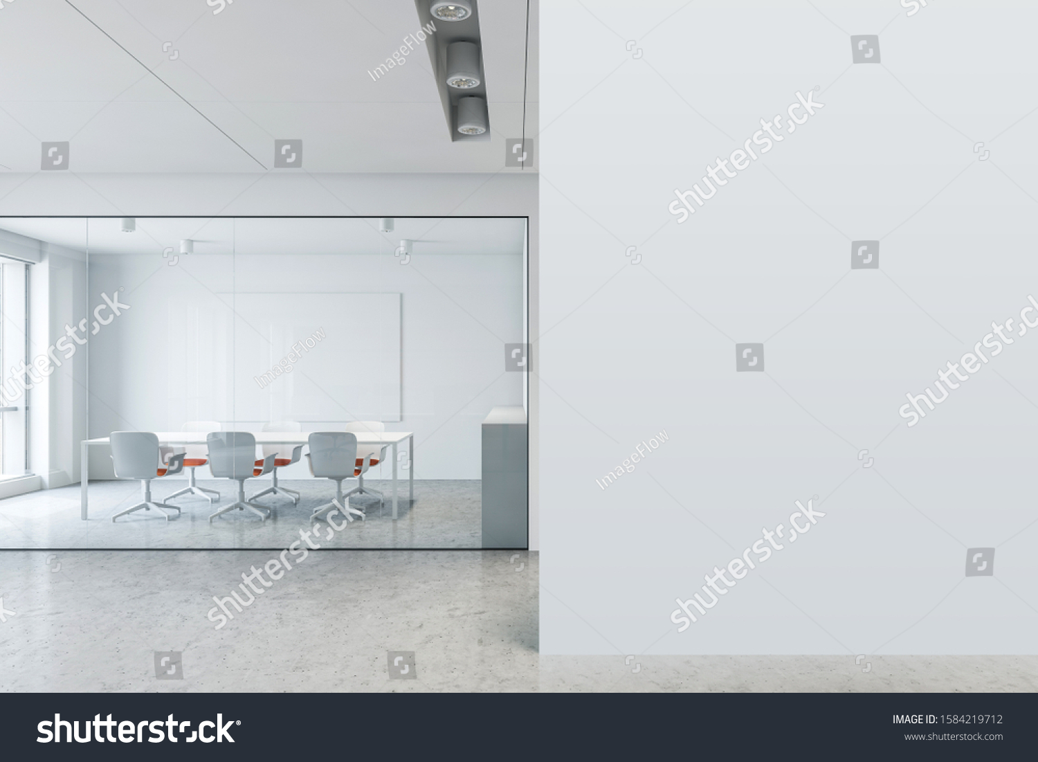 Interior Minimalistic Conference Room White Walls Stock Illustration ...