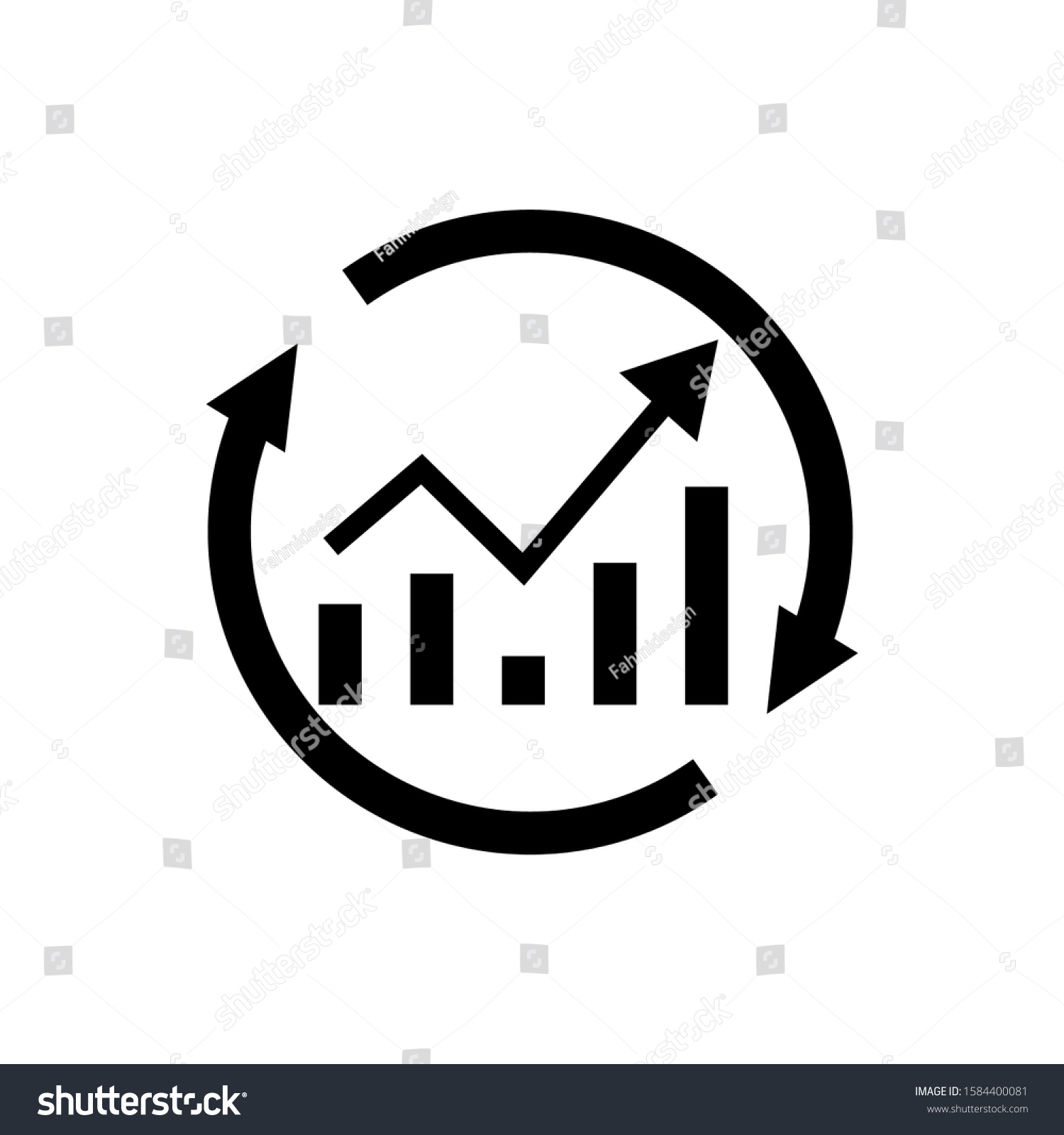 Growth Chart Circular Arrows Black Flat Stock Vector (Royalty Free ...