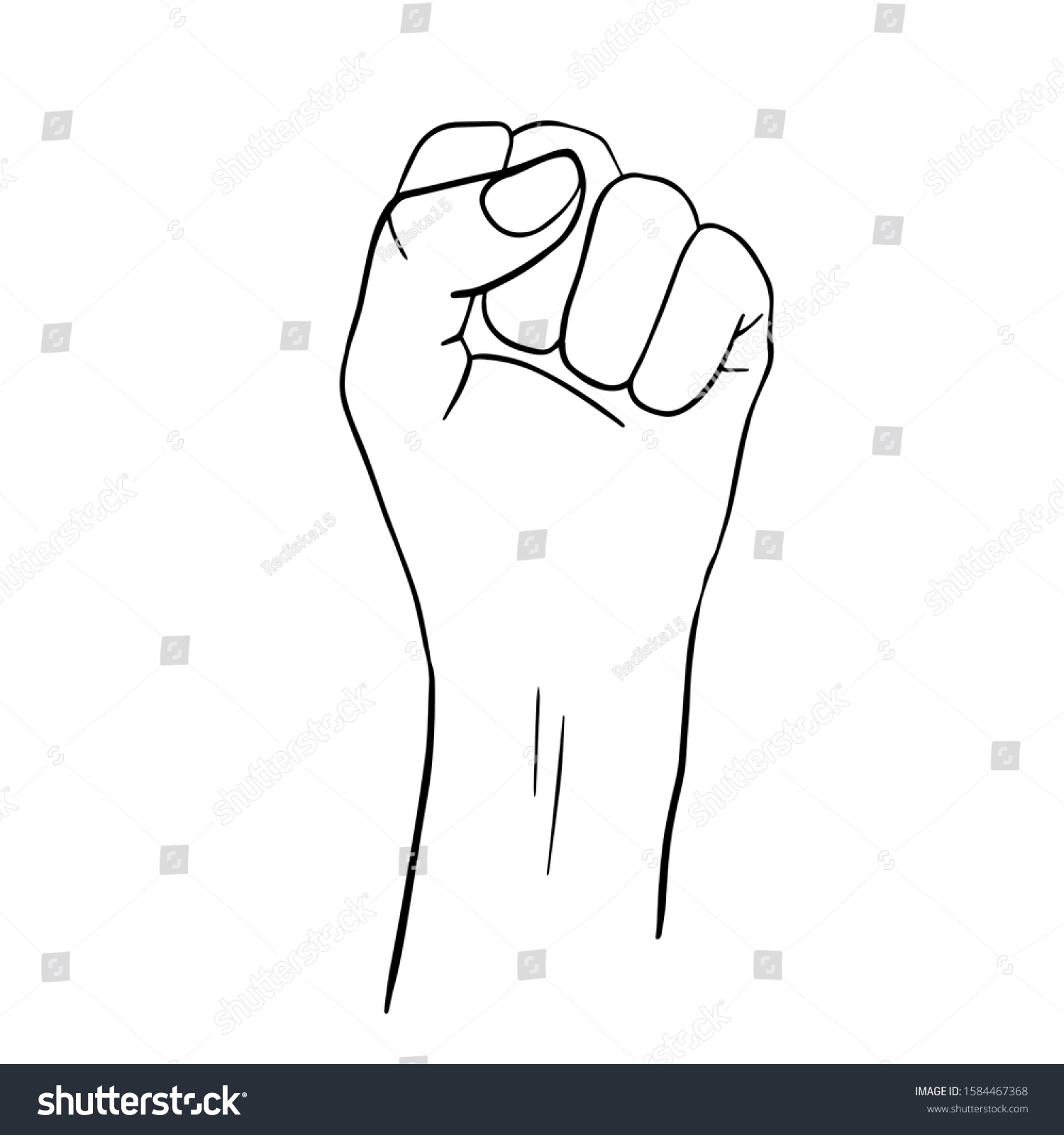 Vector Illustration Female Fist Sign On Stock Vector (Royalty Free ...