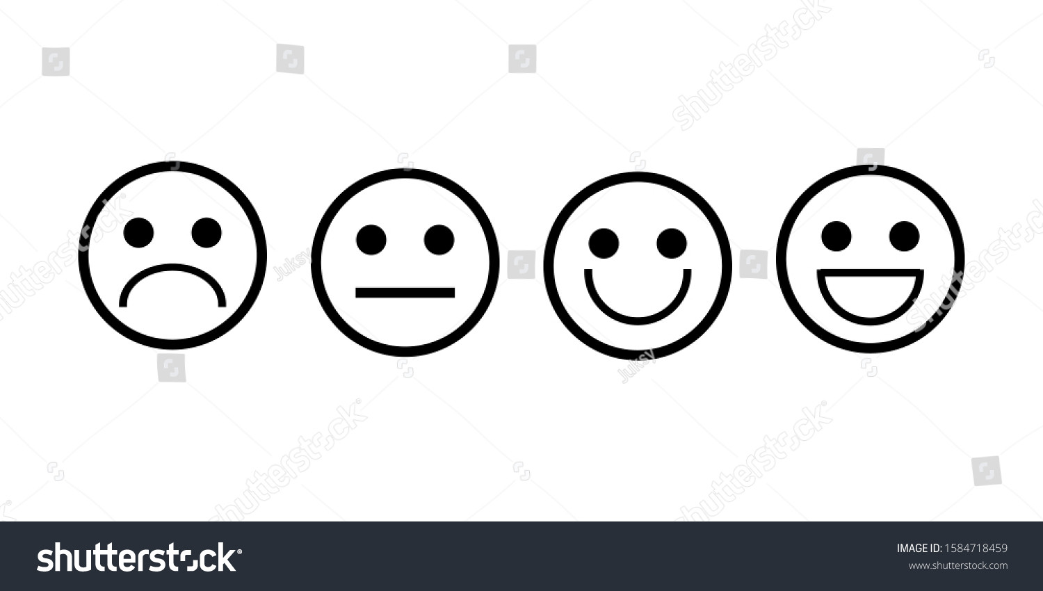 Smile Icons Vector Outline Set Emotions Stock Vector (Royalty Free ...