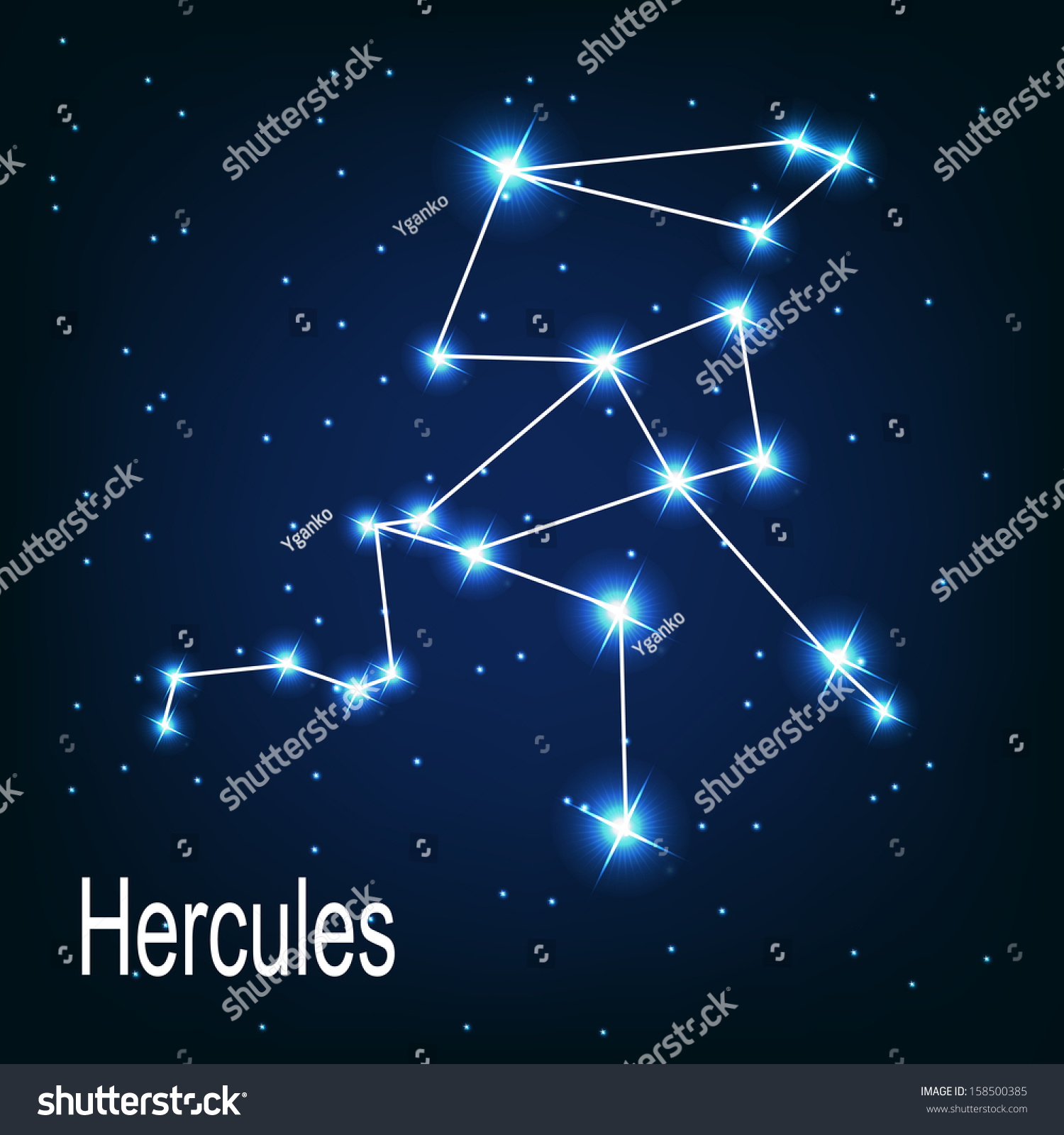 Constellation Hercules Star Night Sky Vector Stock Vector (Royalty Free ...