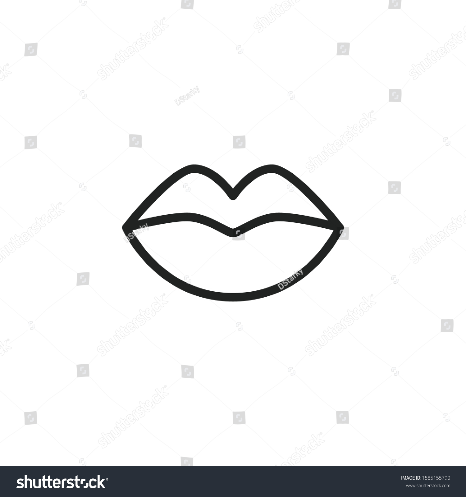 Simple Lips Line Icon Stroke Pictogram Stock Vector (Royalty Free ...