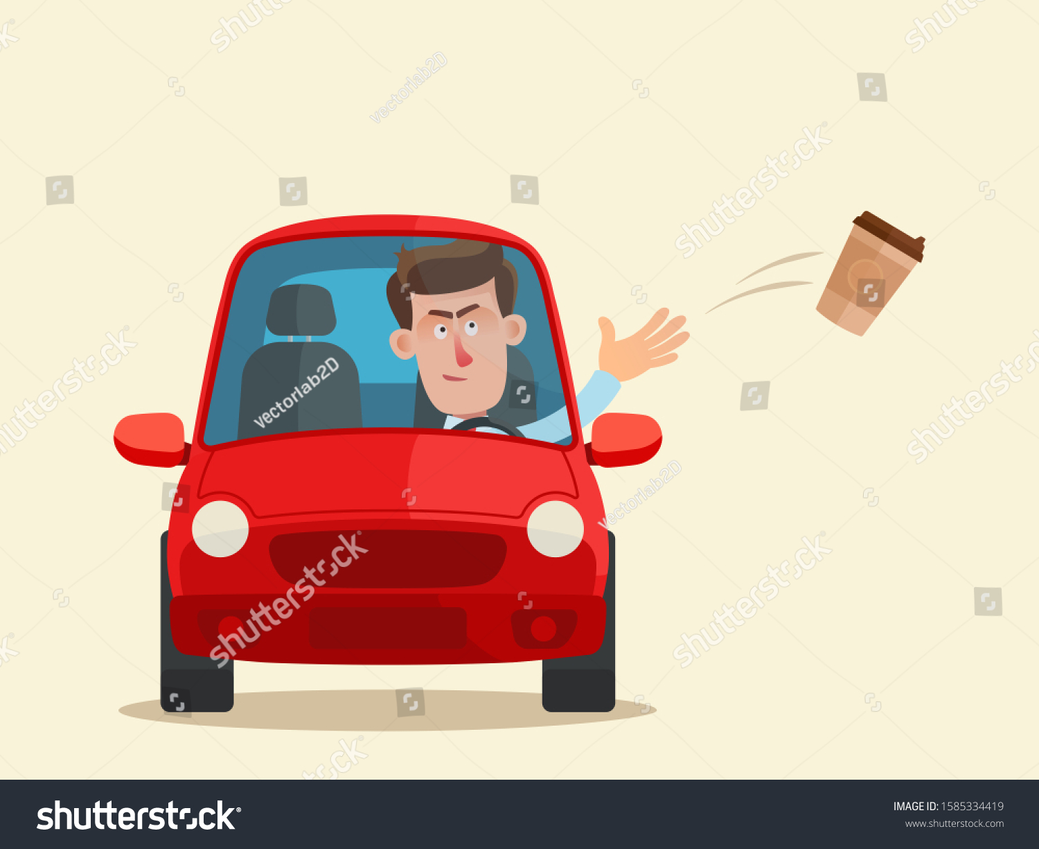 Driver Throwing Trash Out Car Window vector de stock (libre de regalías) 1585334419 Shutterstock